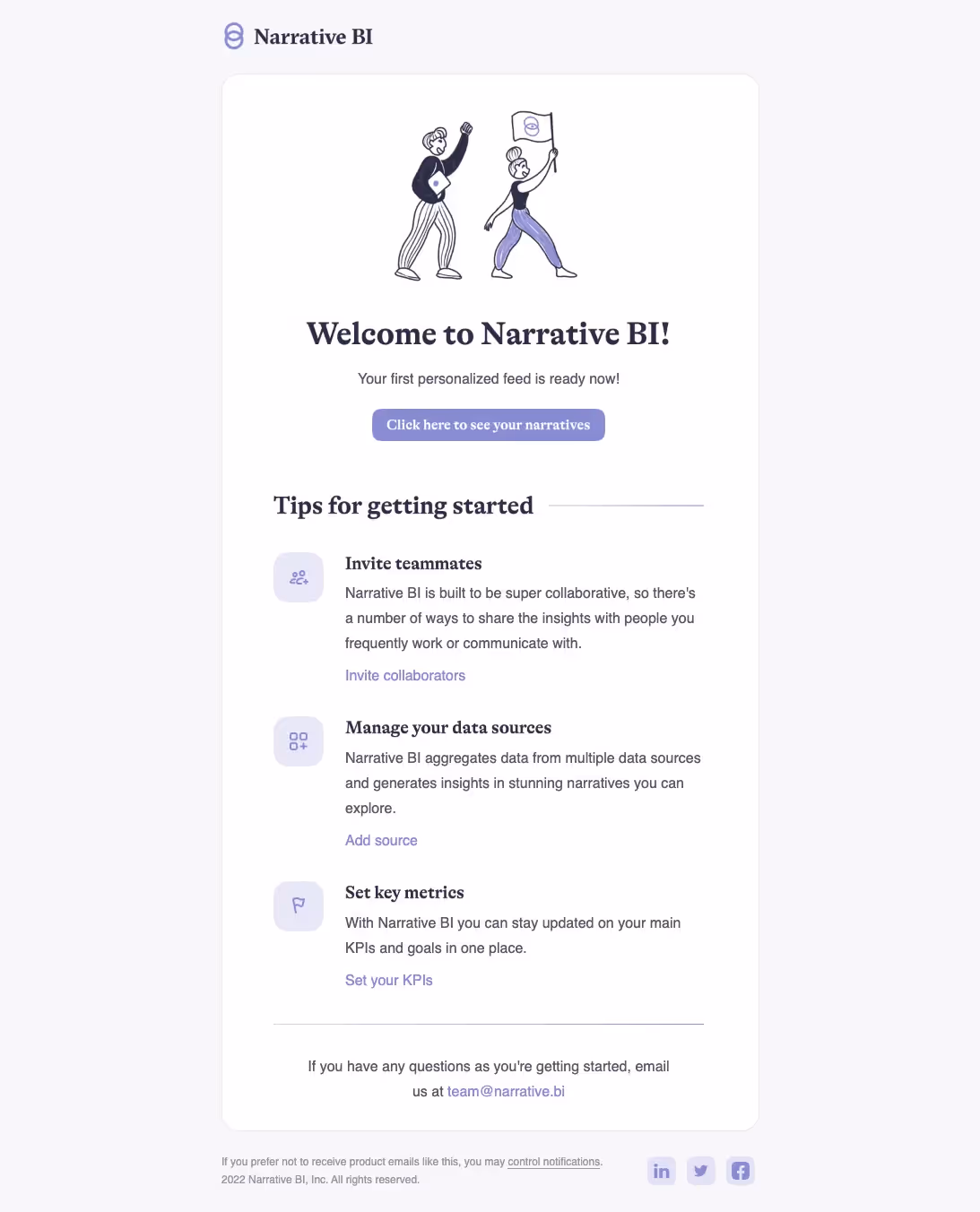 Narrative BI Welcome Email
