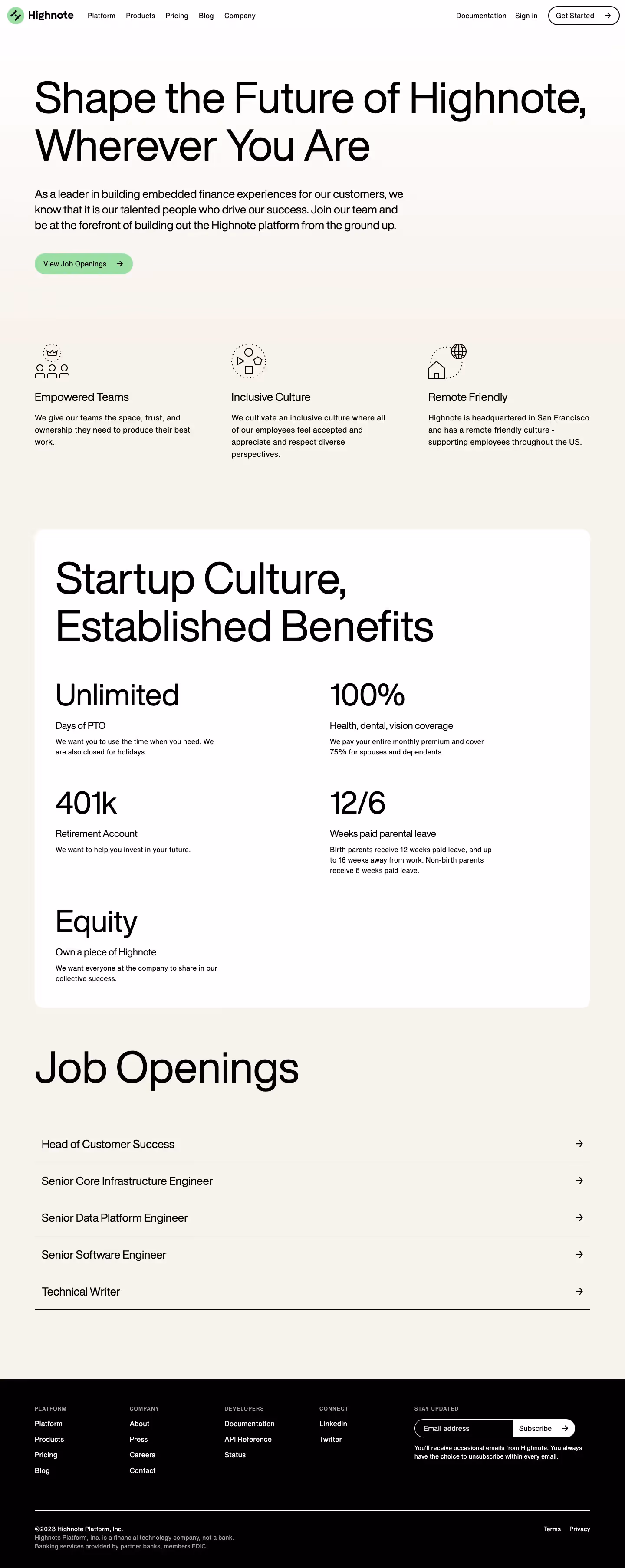 Highnote Careers Page