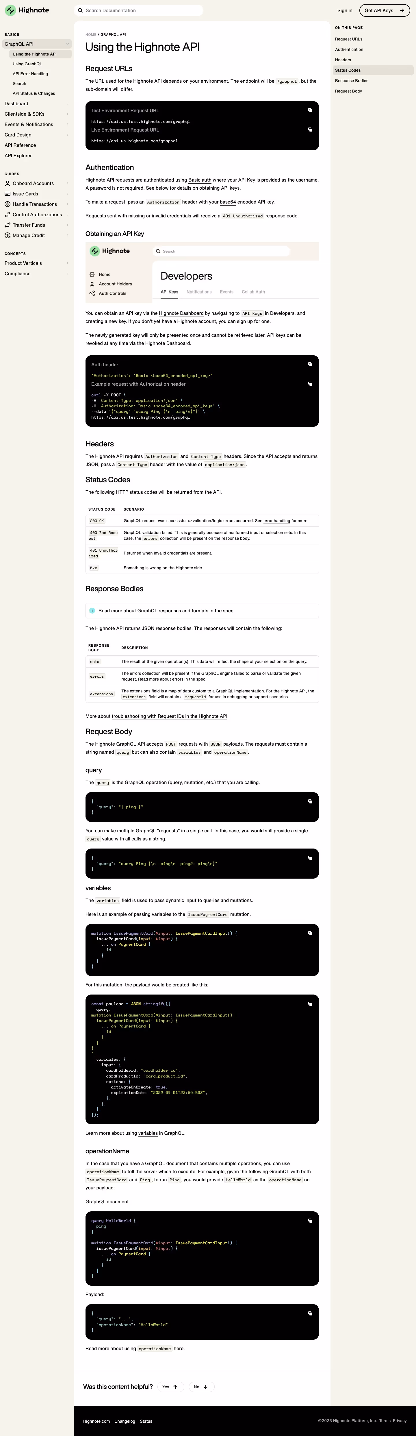 Highnote Documentation