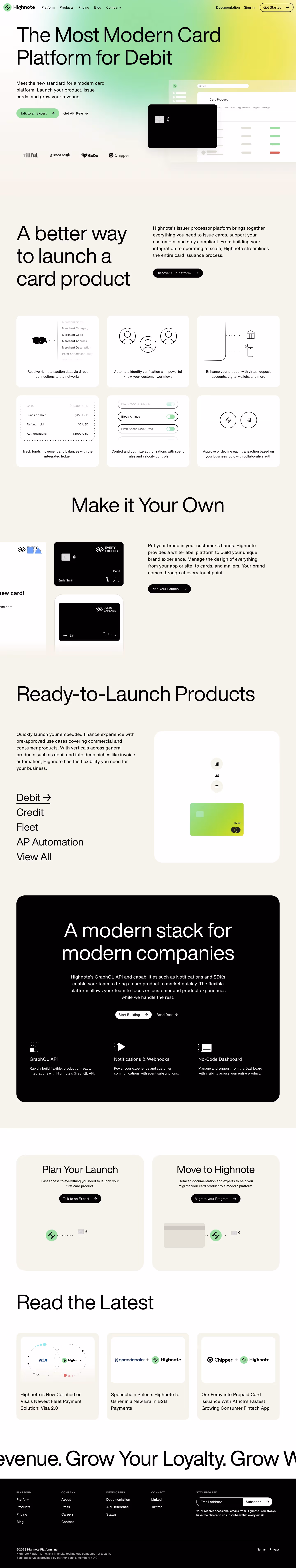 Highnote Landing Page