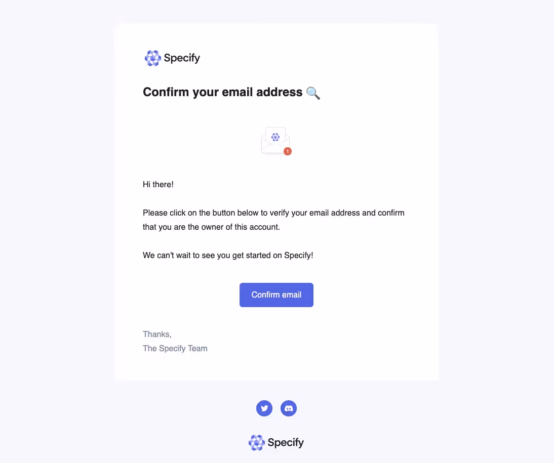 Specify Verification Email