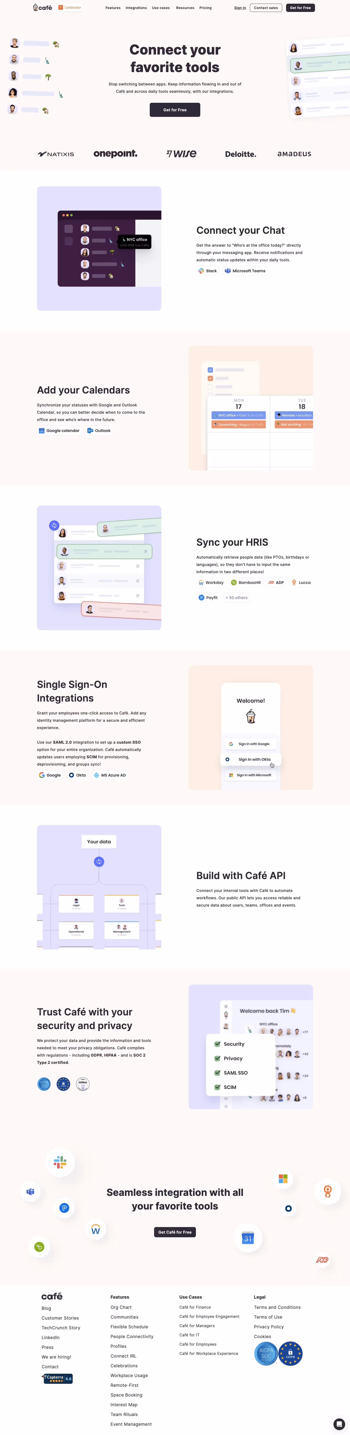 Café Integrations Page