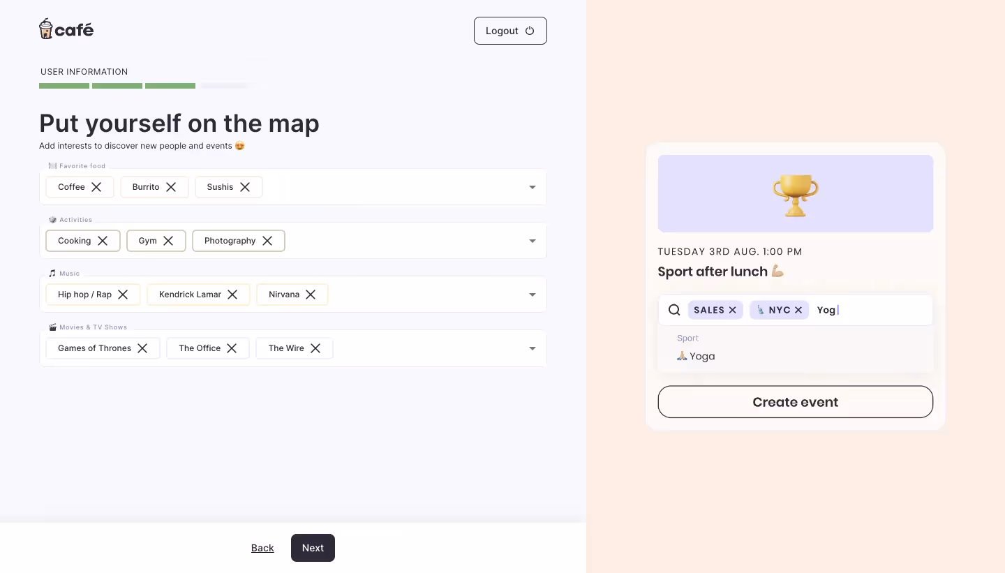 Café Interests Setup