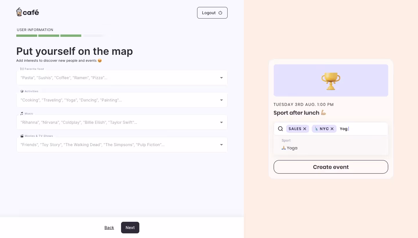 Café Interests Setup