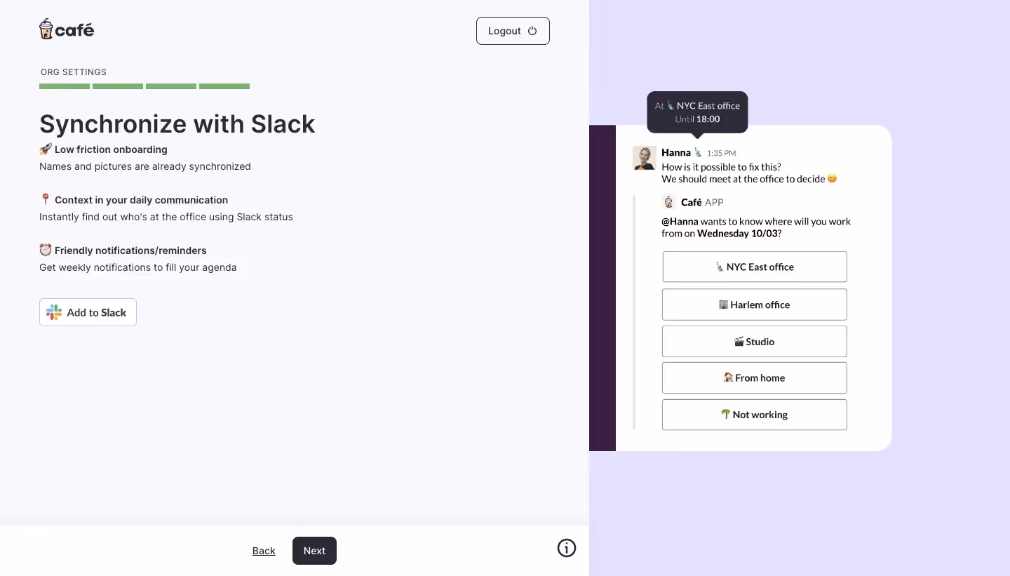 Café Synchronize With Slack