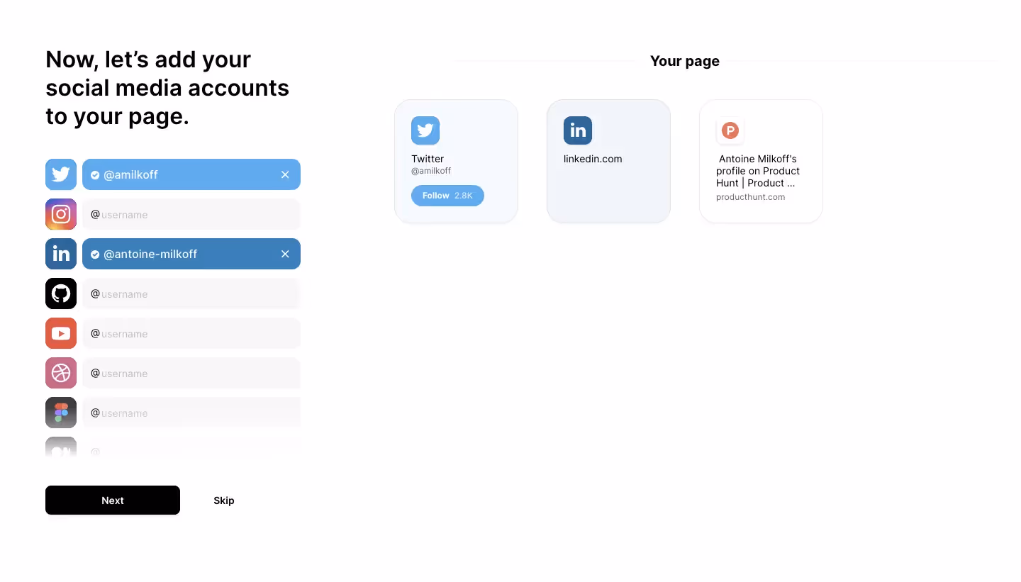 Bento Add Social Media Links