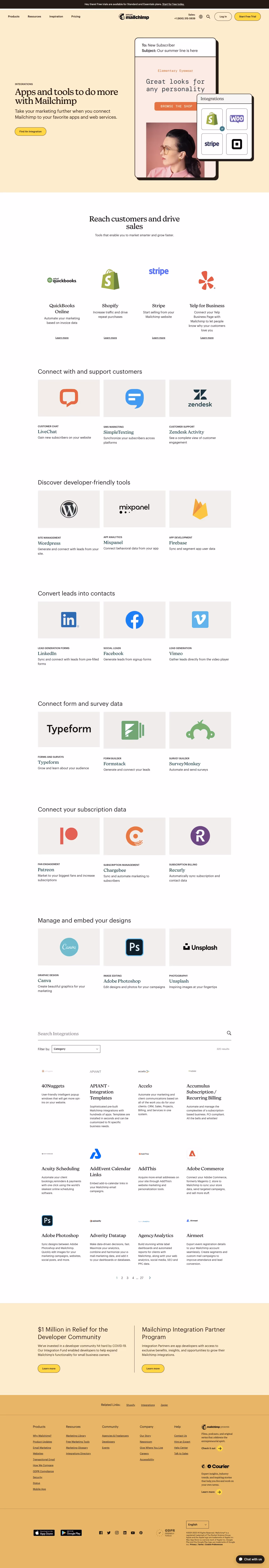Mailchimp Integrations Page