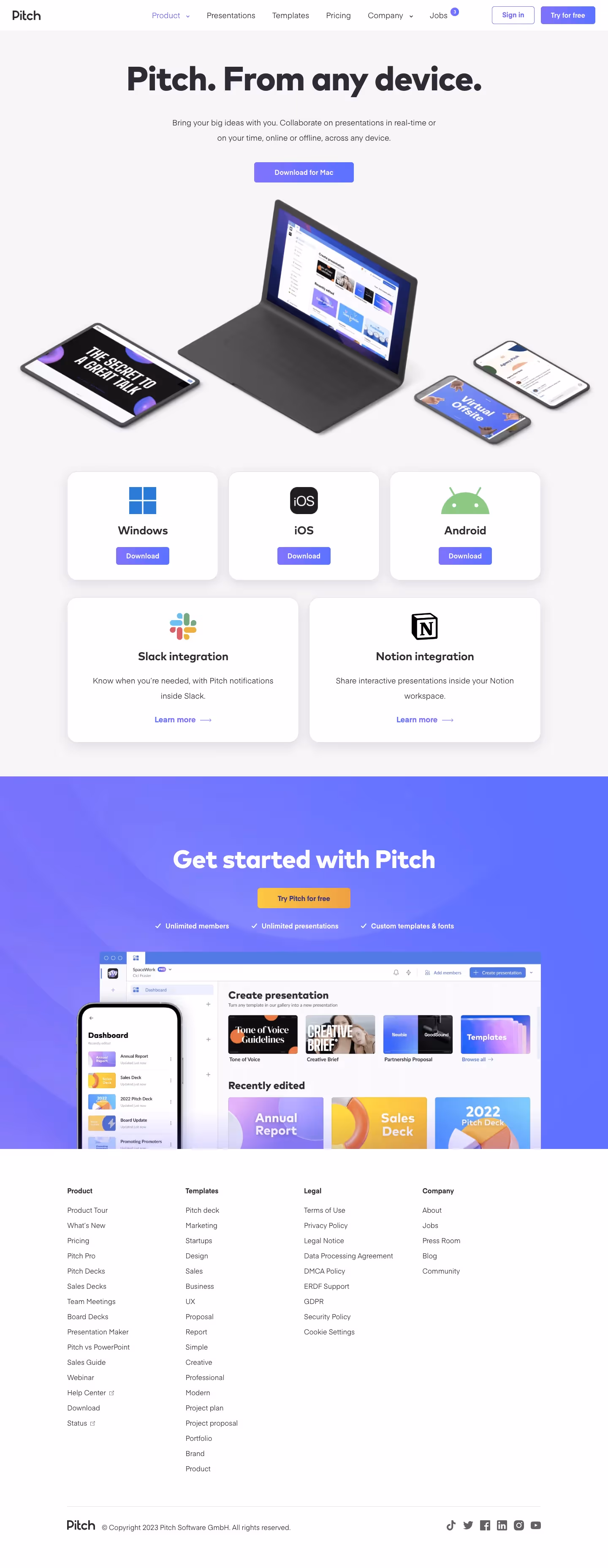 Pitch Download Page