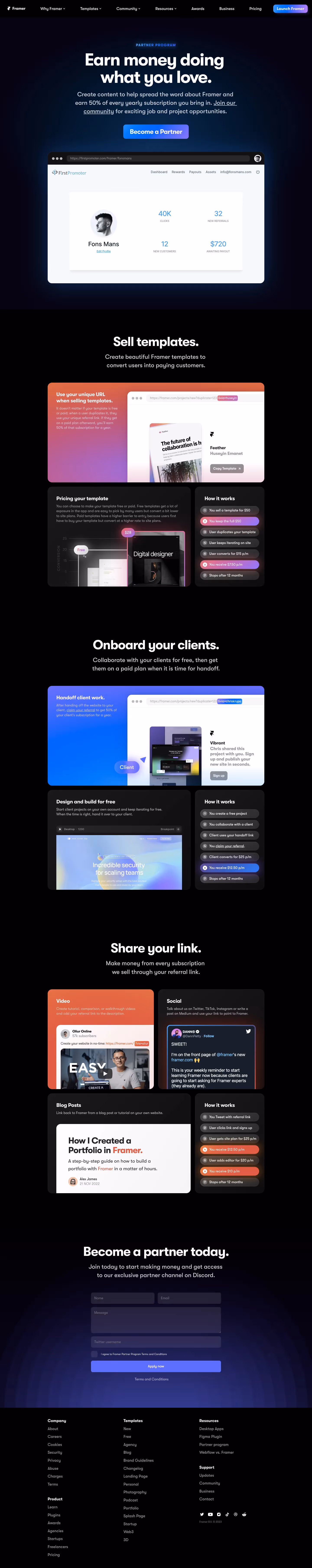 Framer Affiliate Page