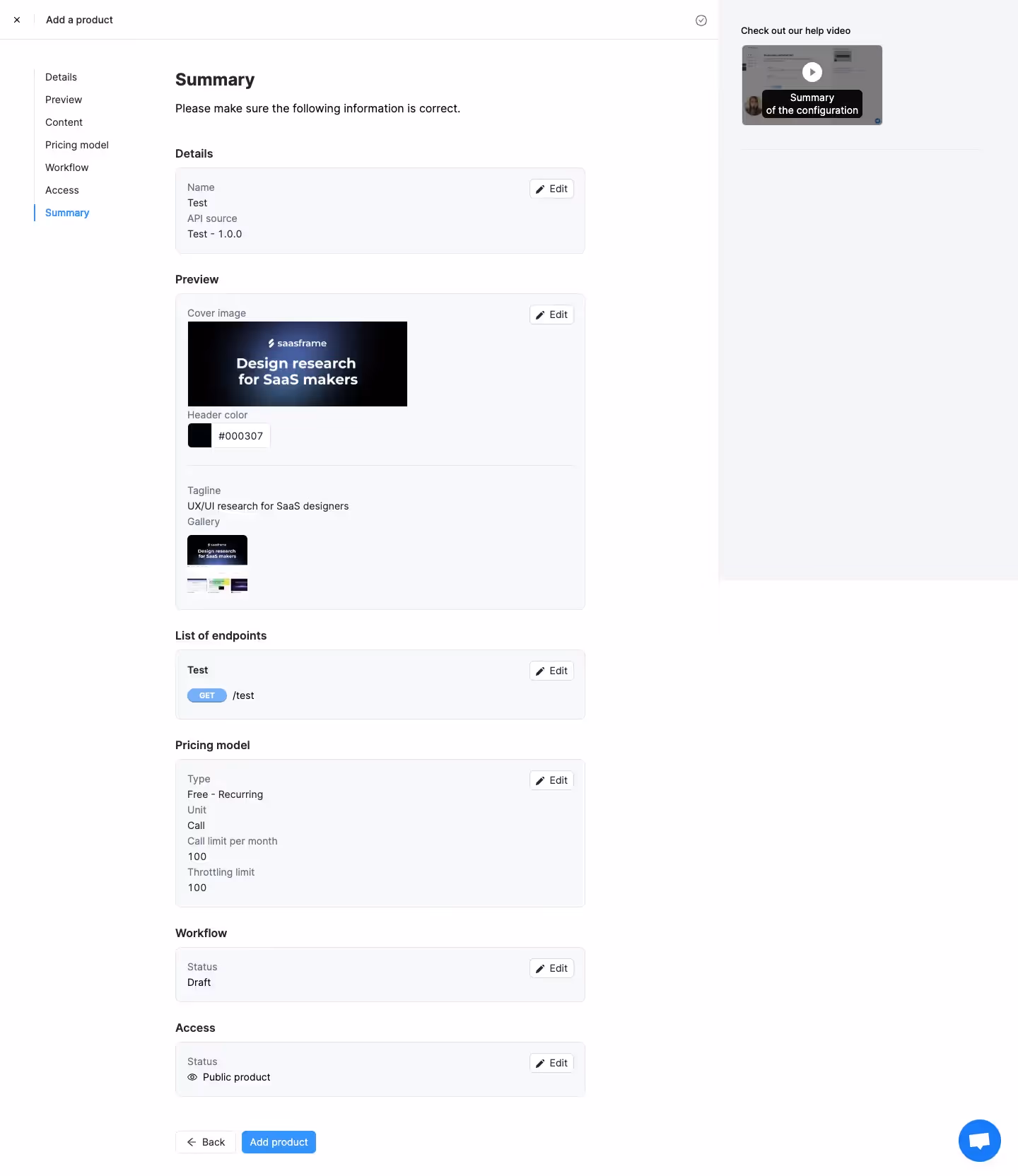 Blobr Add Product Summary