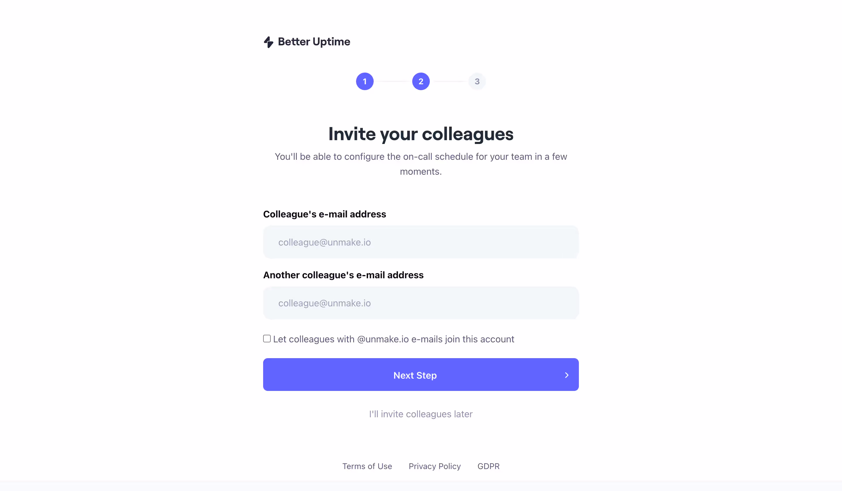 Better Stack etter Uptime Invite Team Members