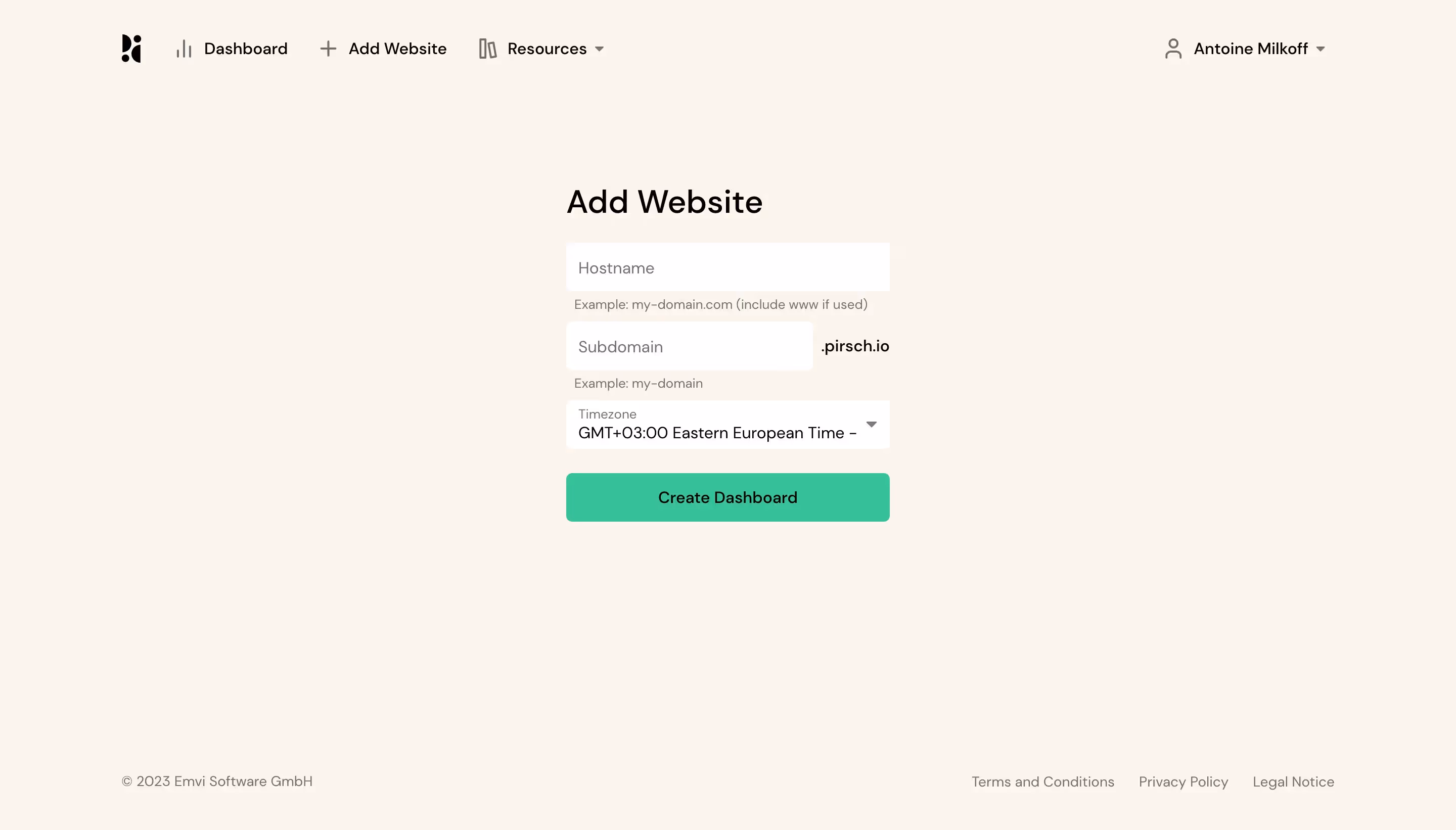 Pirsch Analytics Add A Website
