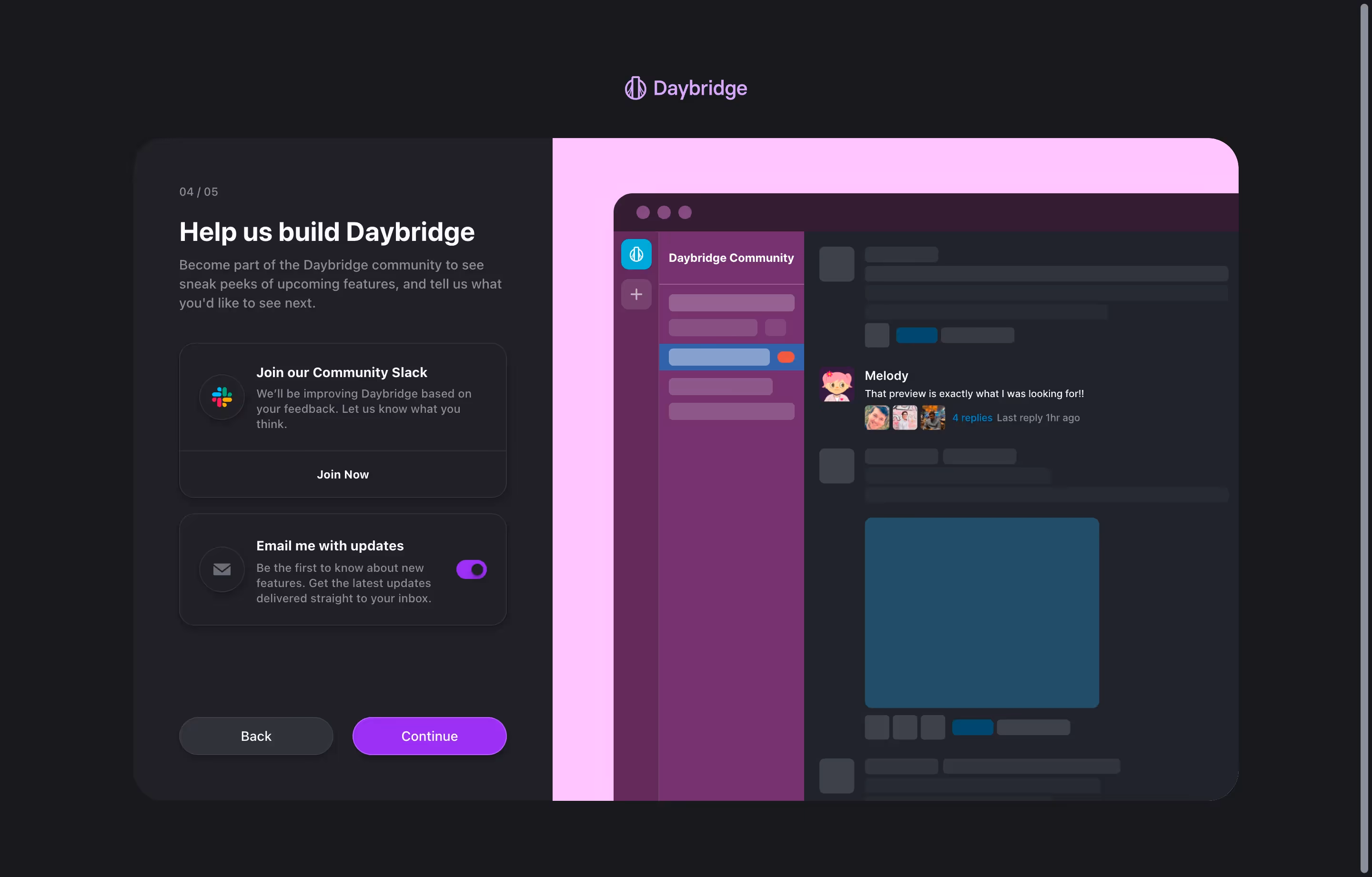 Daybridge User Onboarding