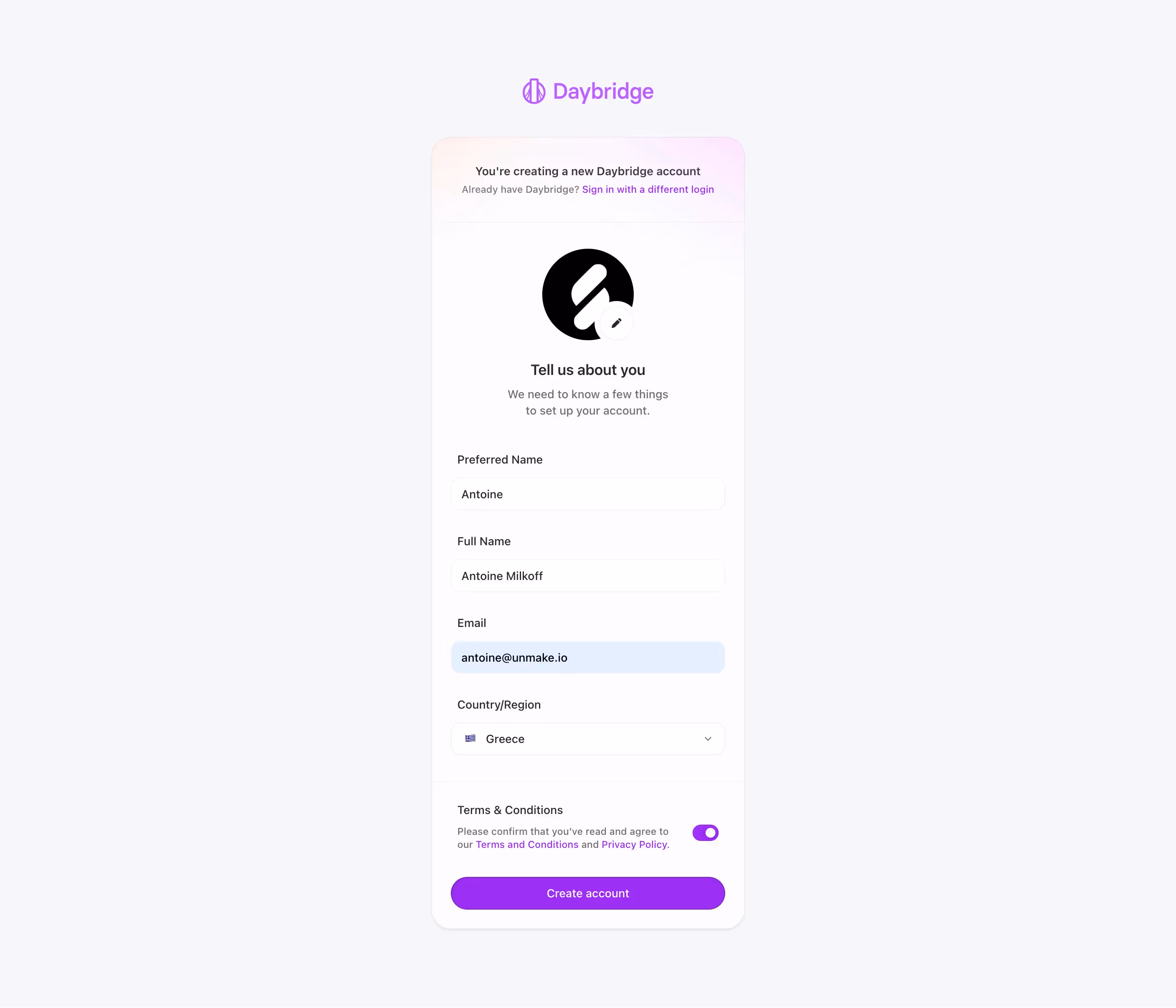 Daybridge Account Setup
