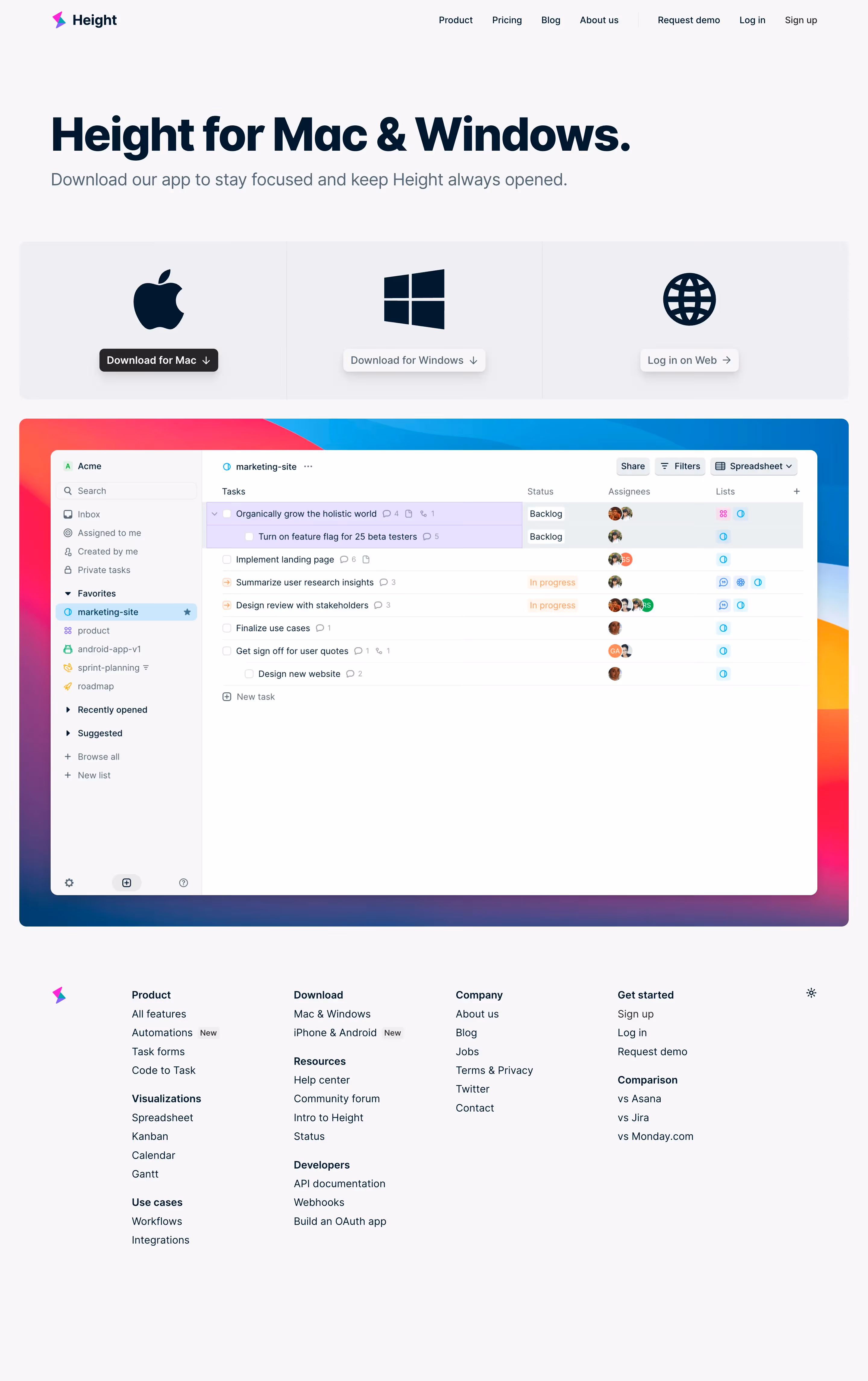 Height Download Page
