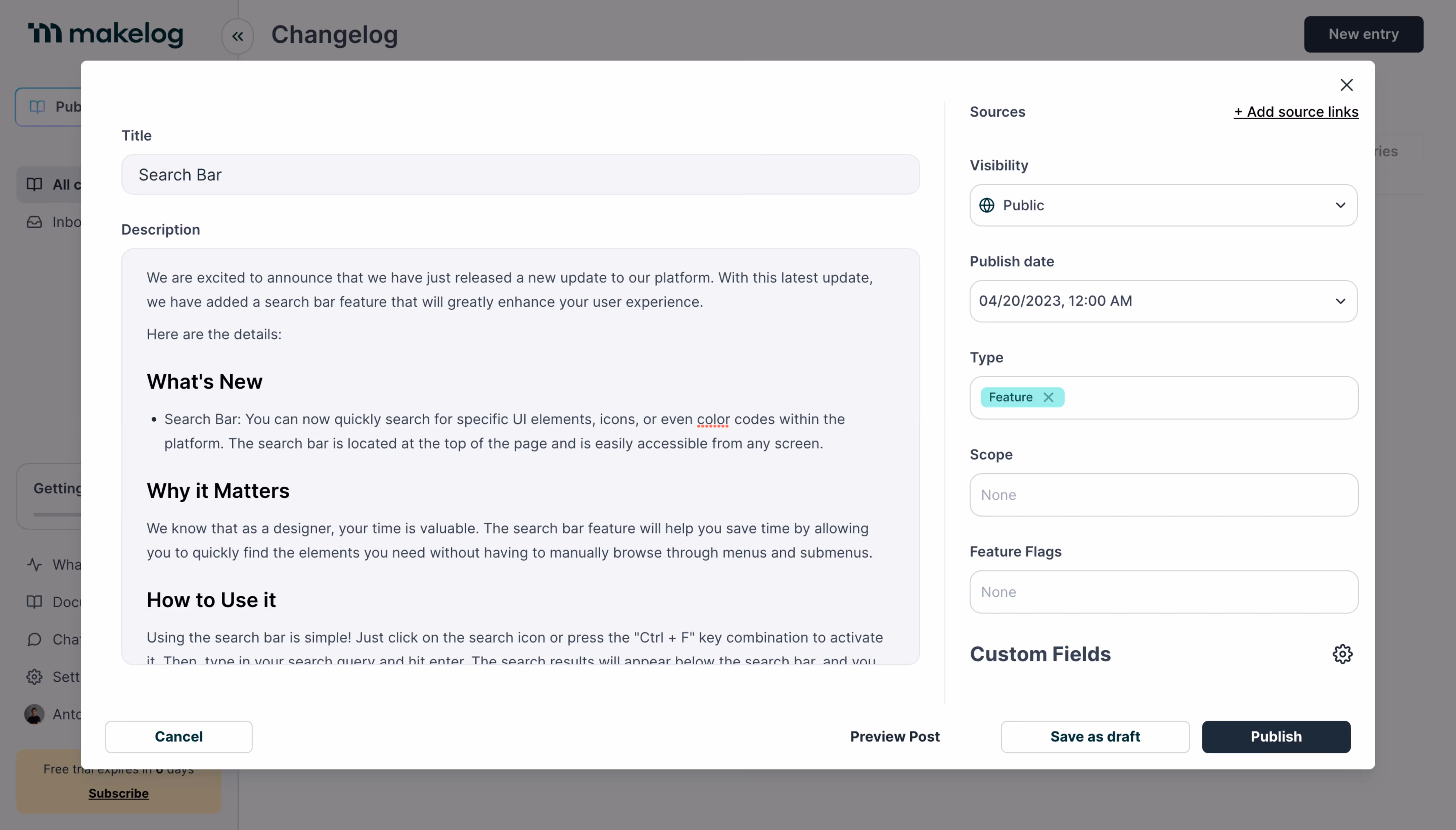 Makelog Create A Changelog Entry