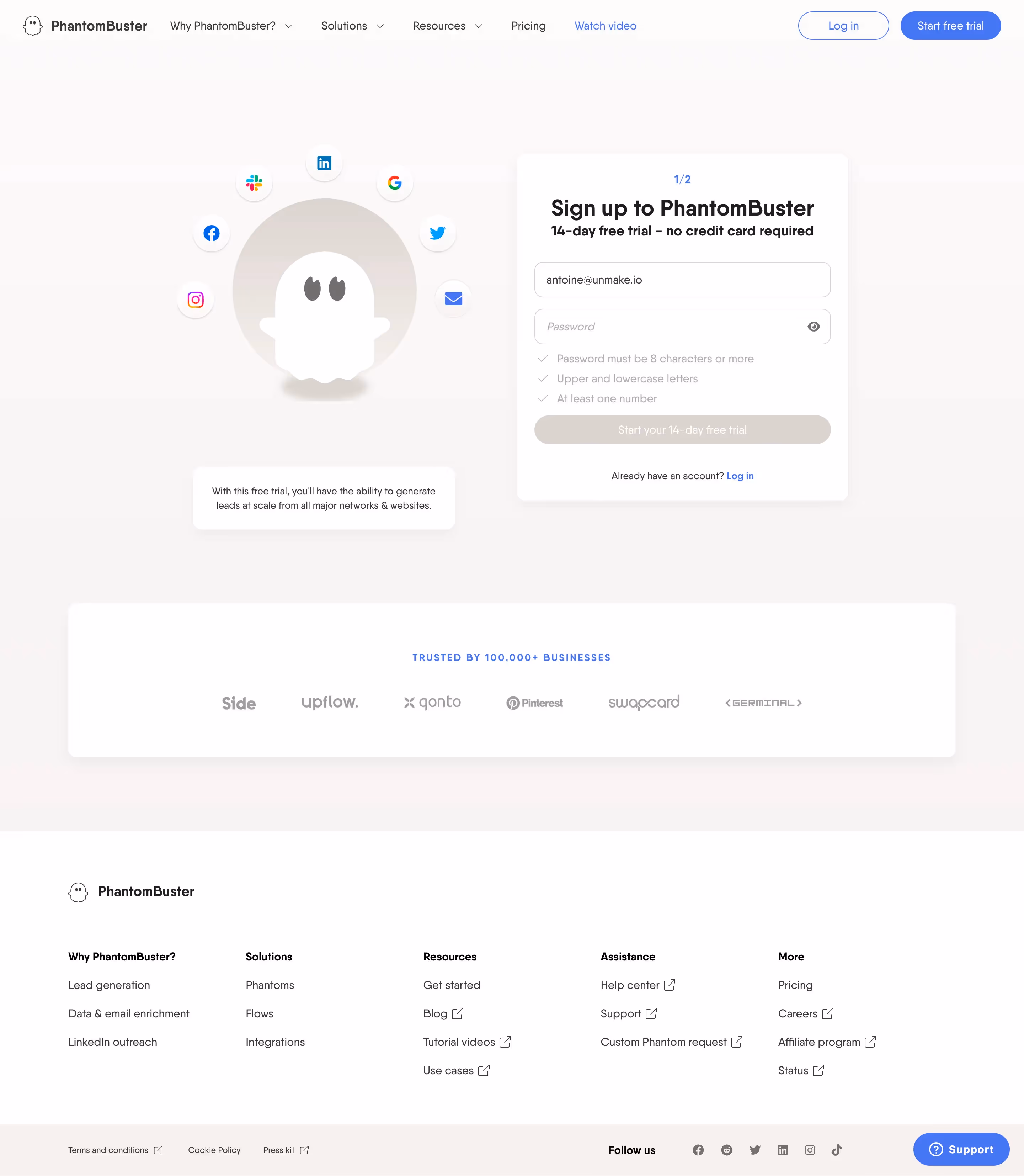 Phantombuster Signup