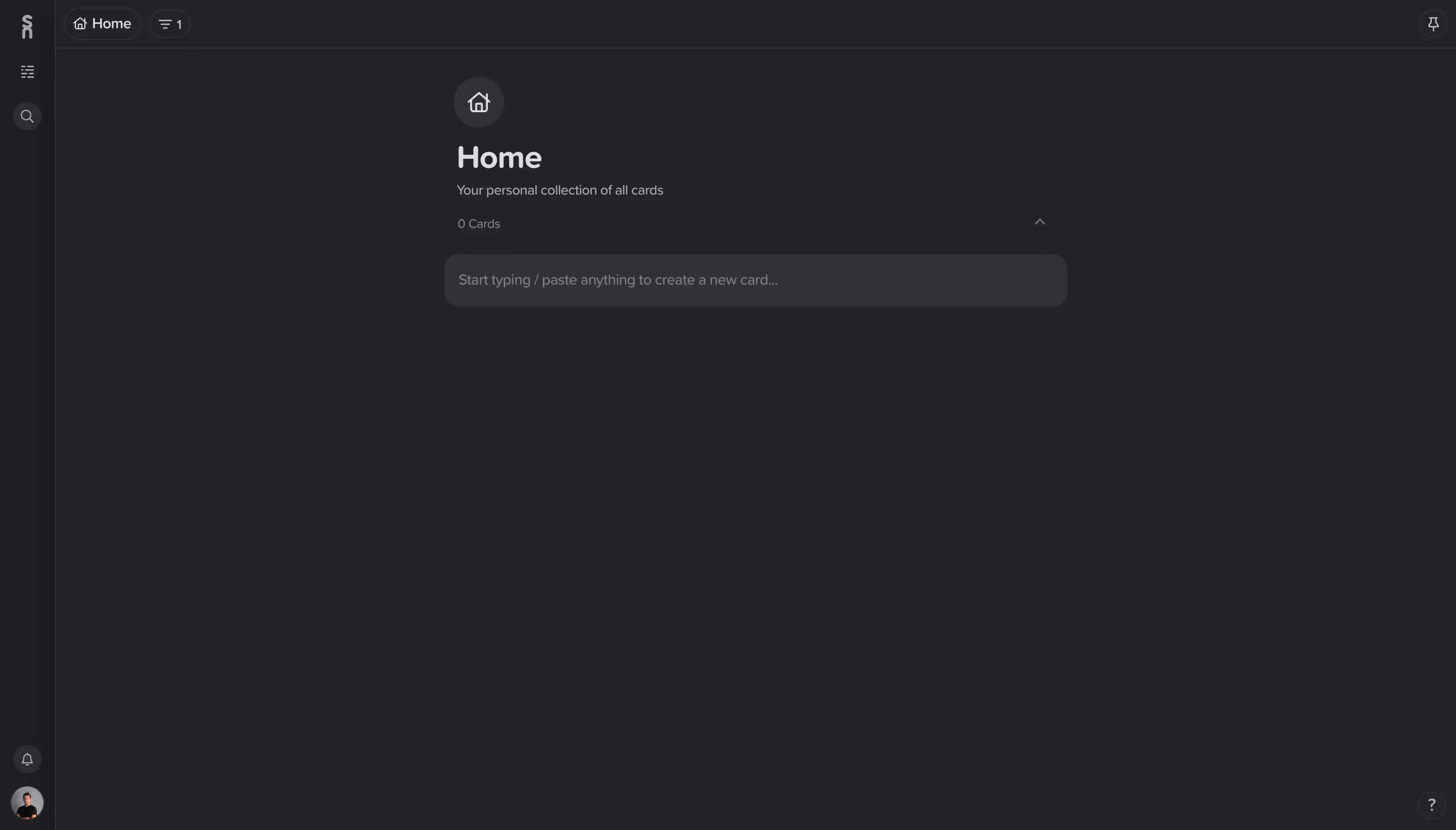 Supernotes Empty Dashboard