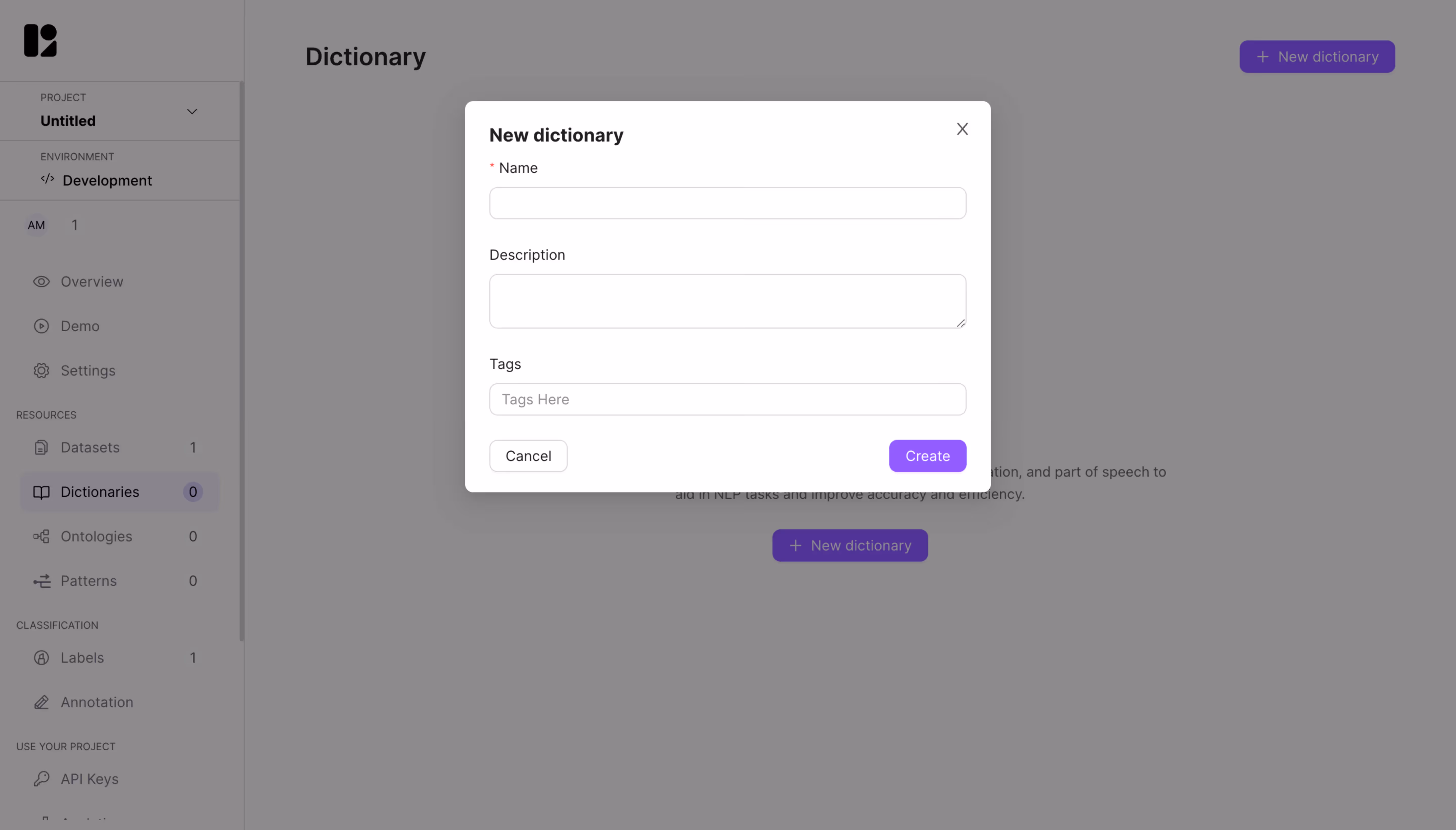 Lettria Create A Dictionary