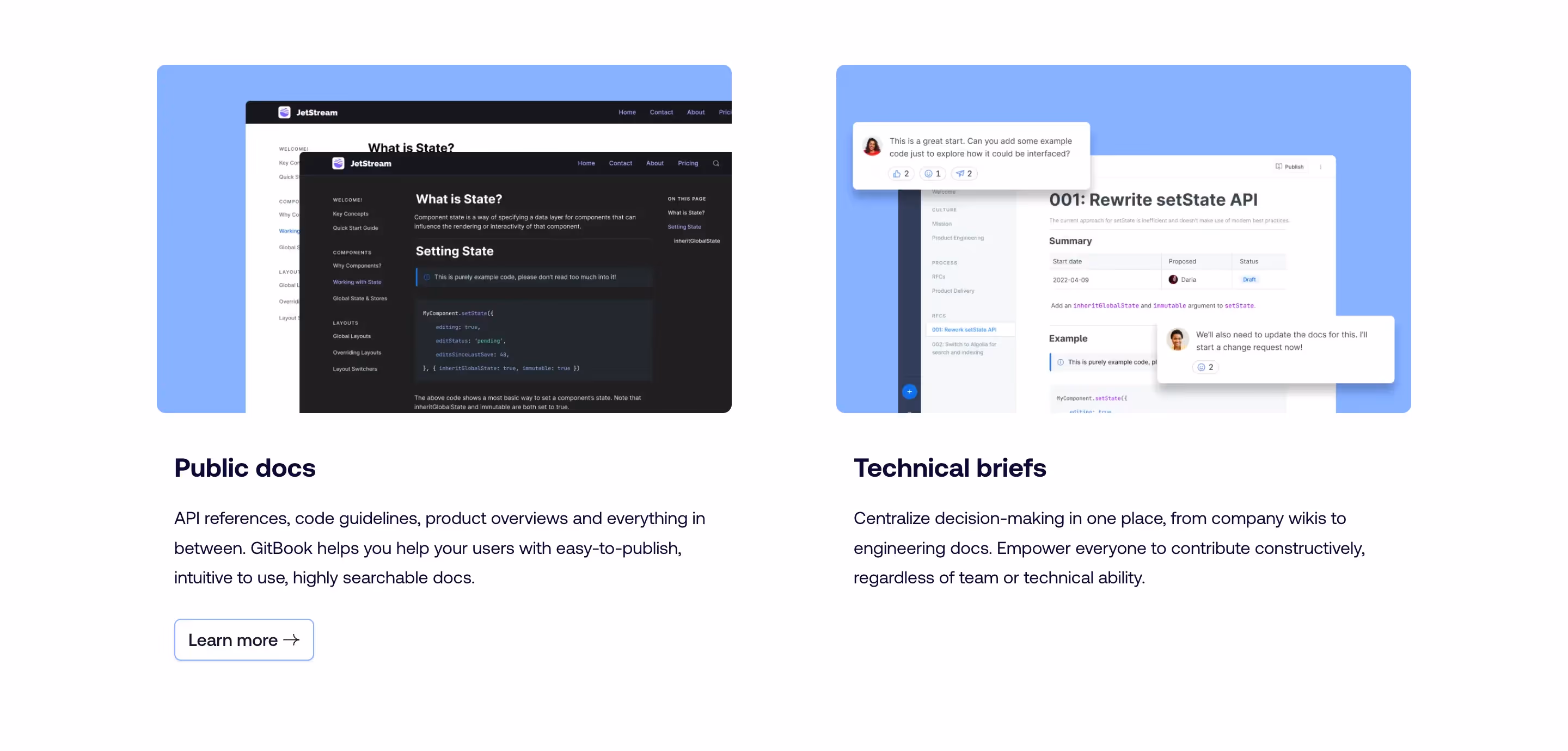 GitBook Feature Section