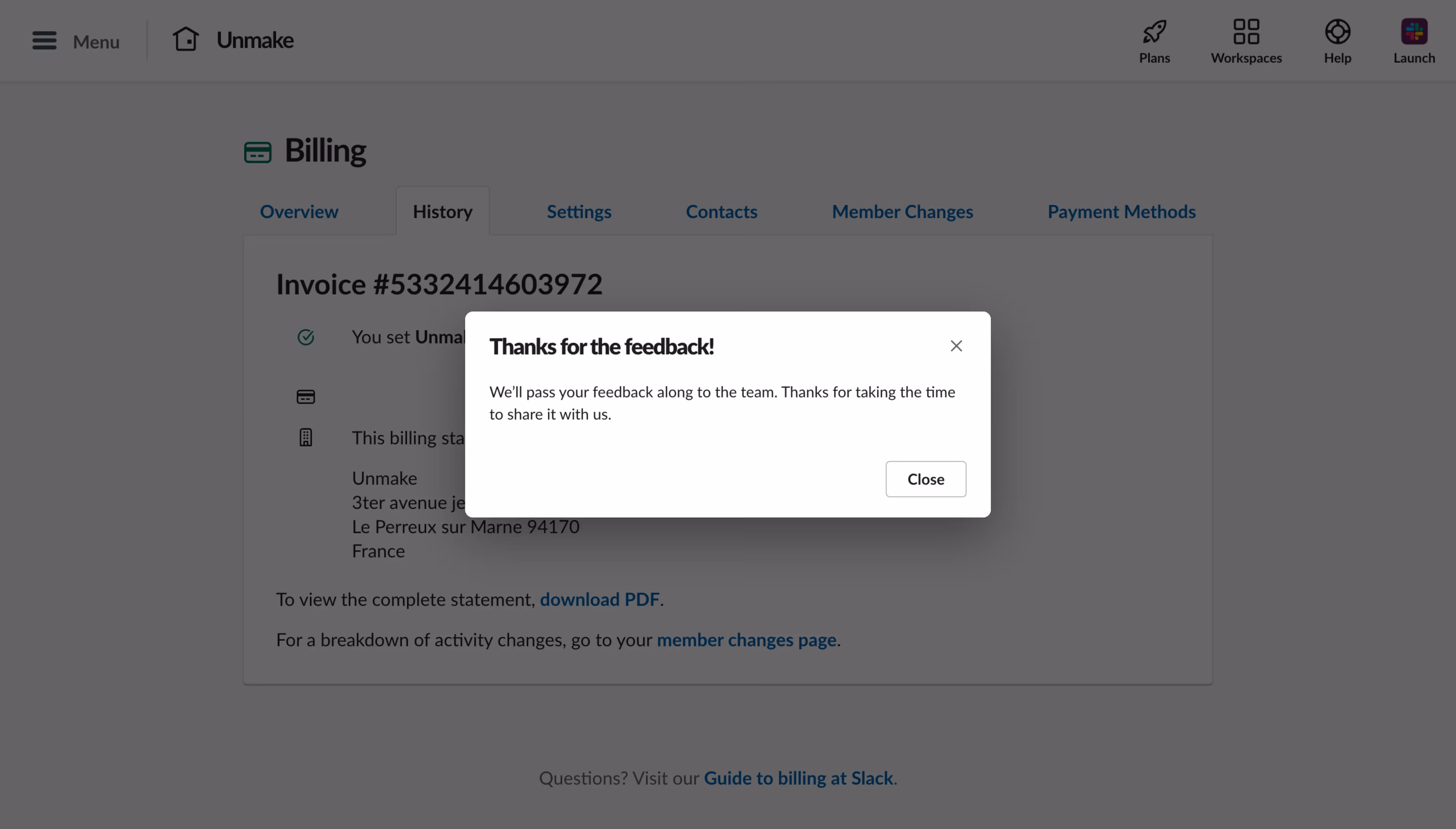 Slack Downgrade Feedback