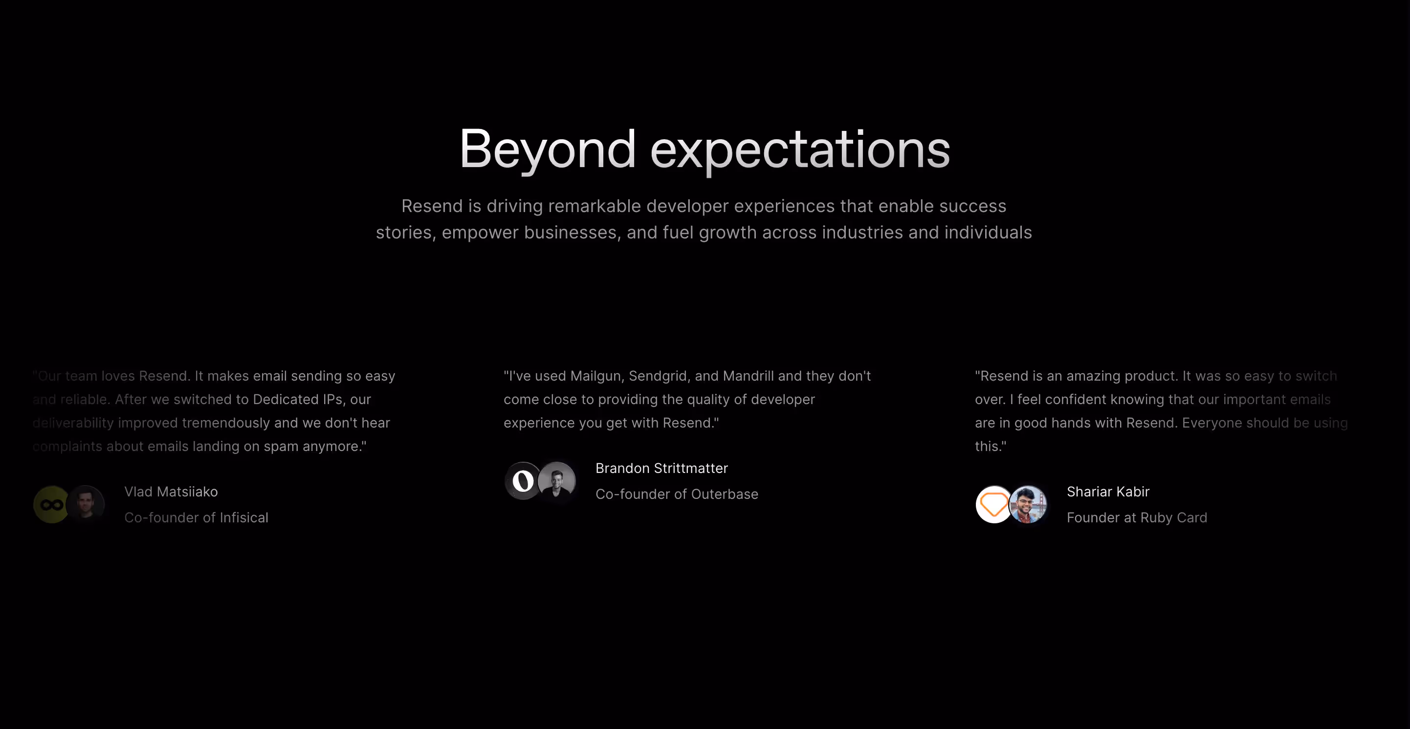 Resend Testimonial Section