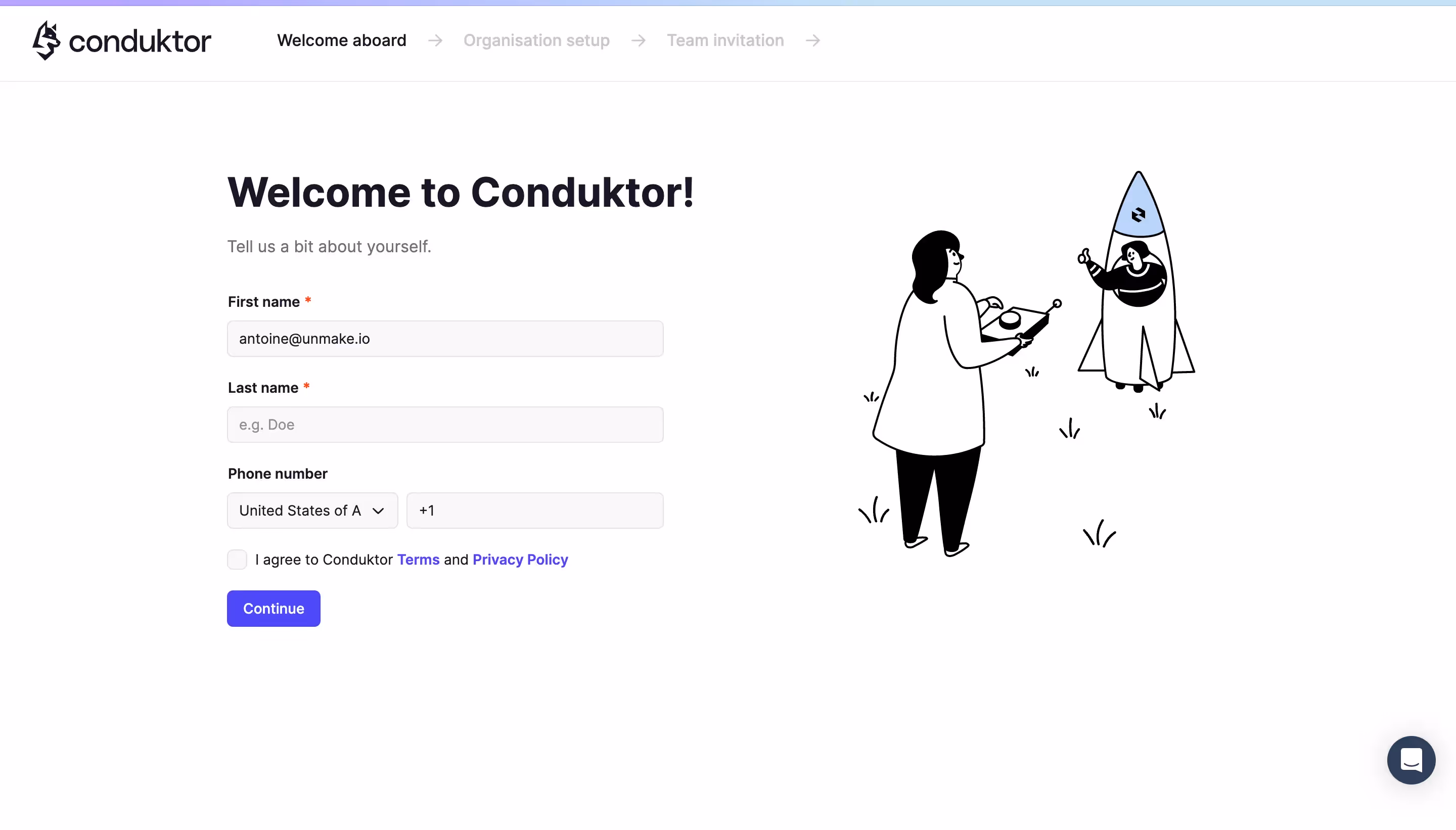 Conduktor Account Setup