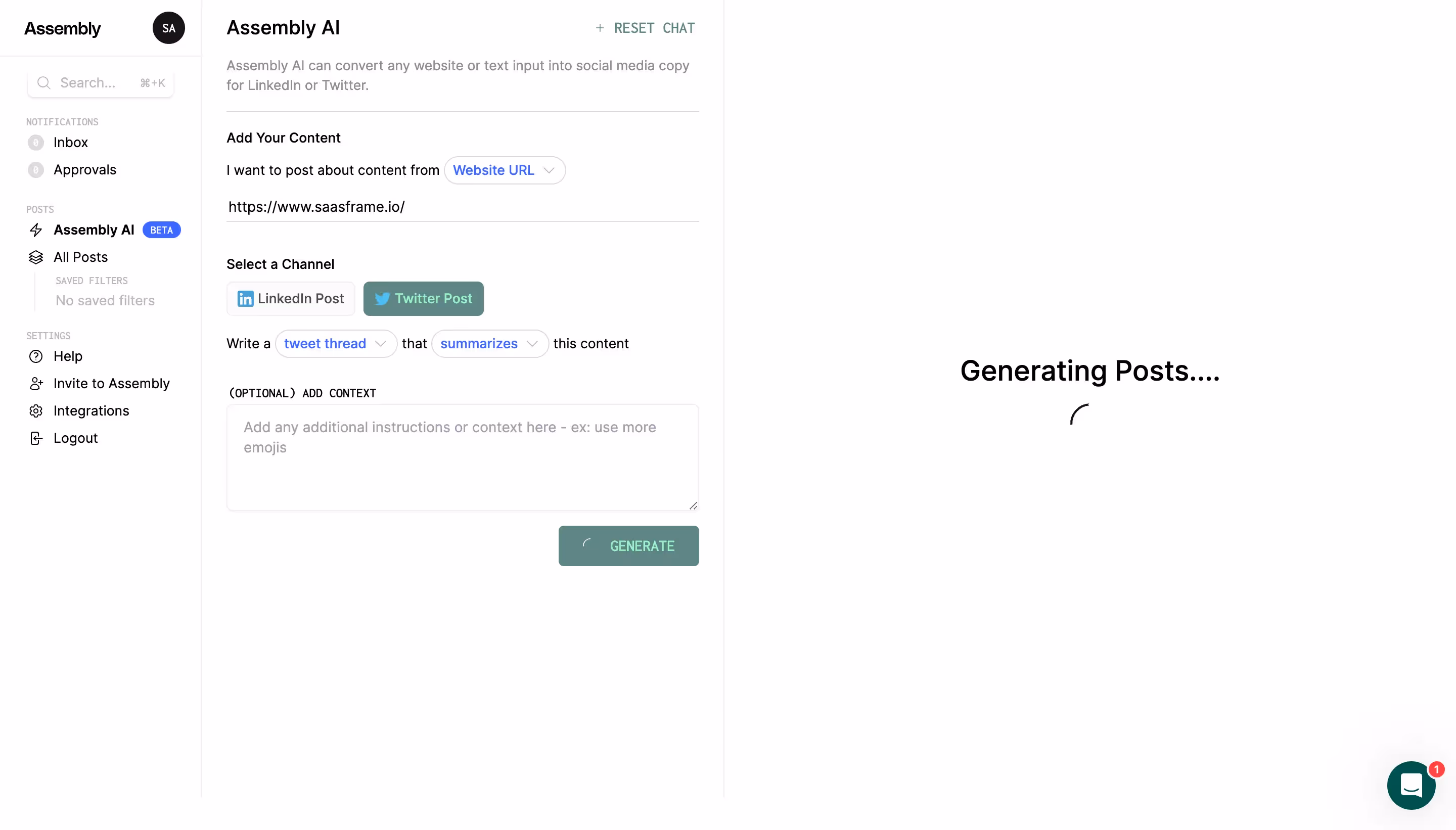 Assembly AI Generating