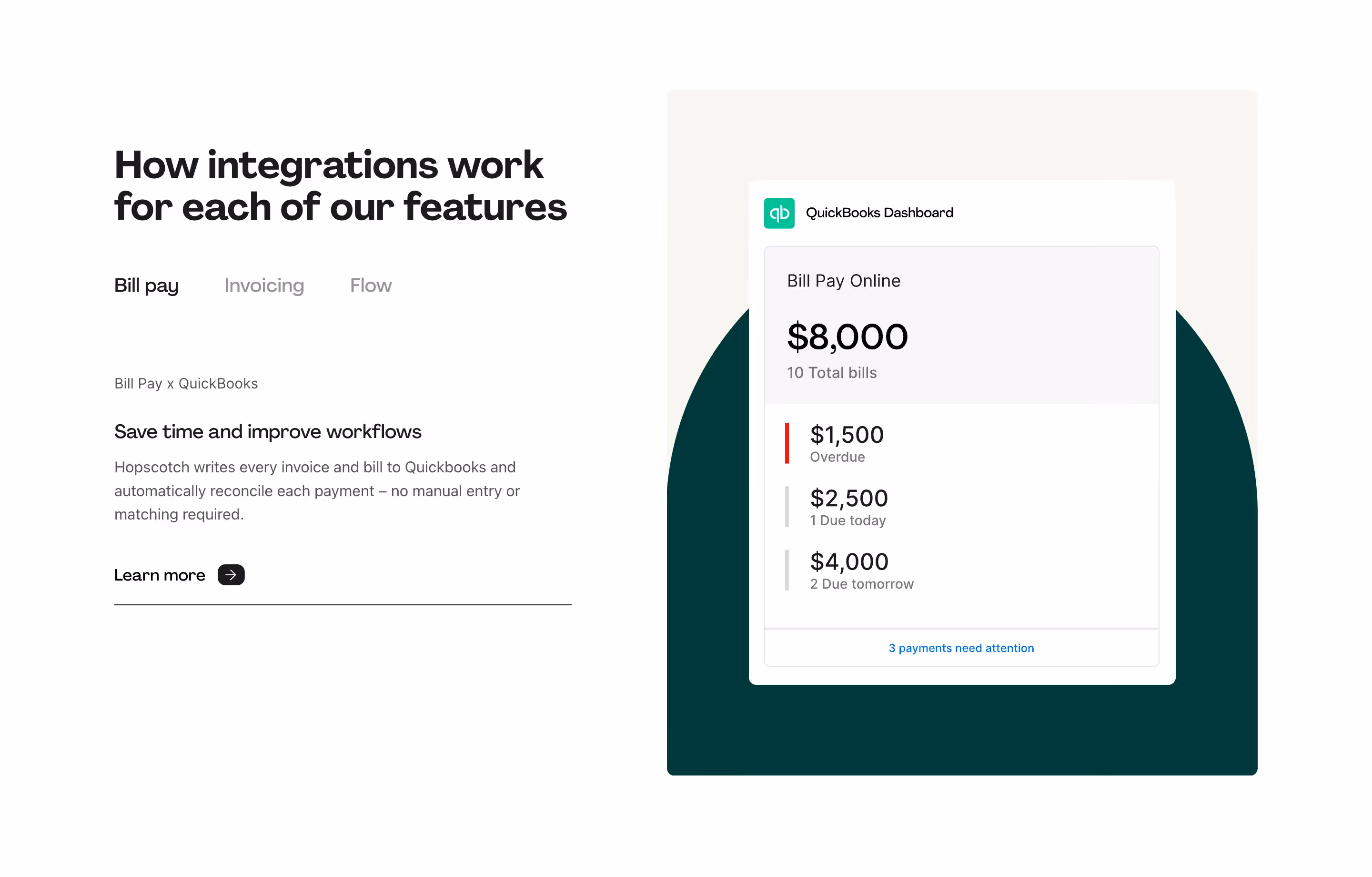Hopscotch Feature, Tabs Section
