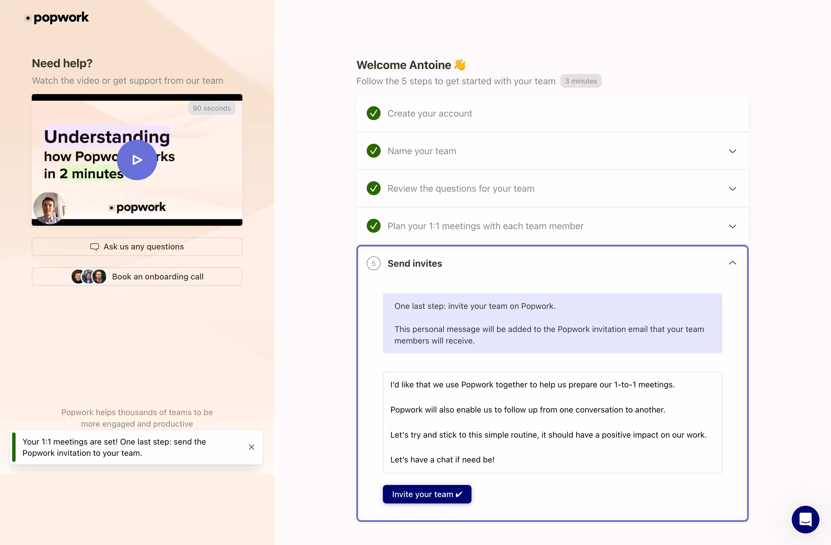 Popwork Invite Team Members