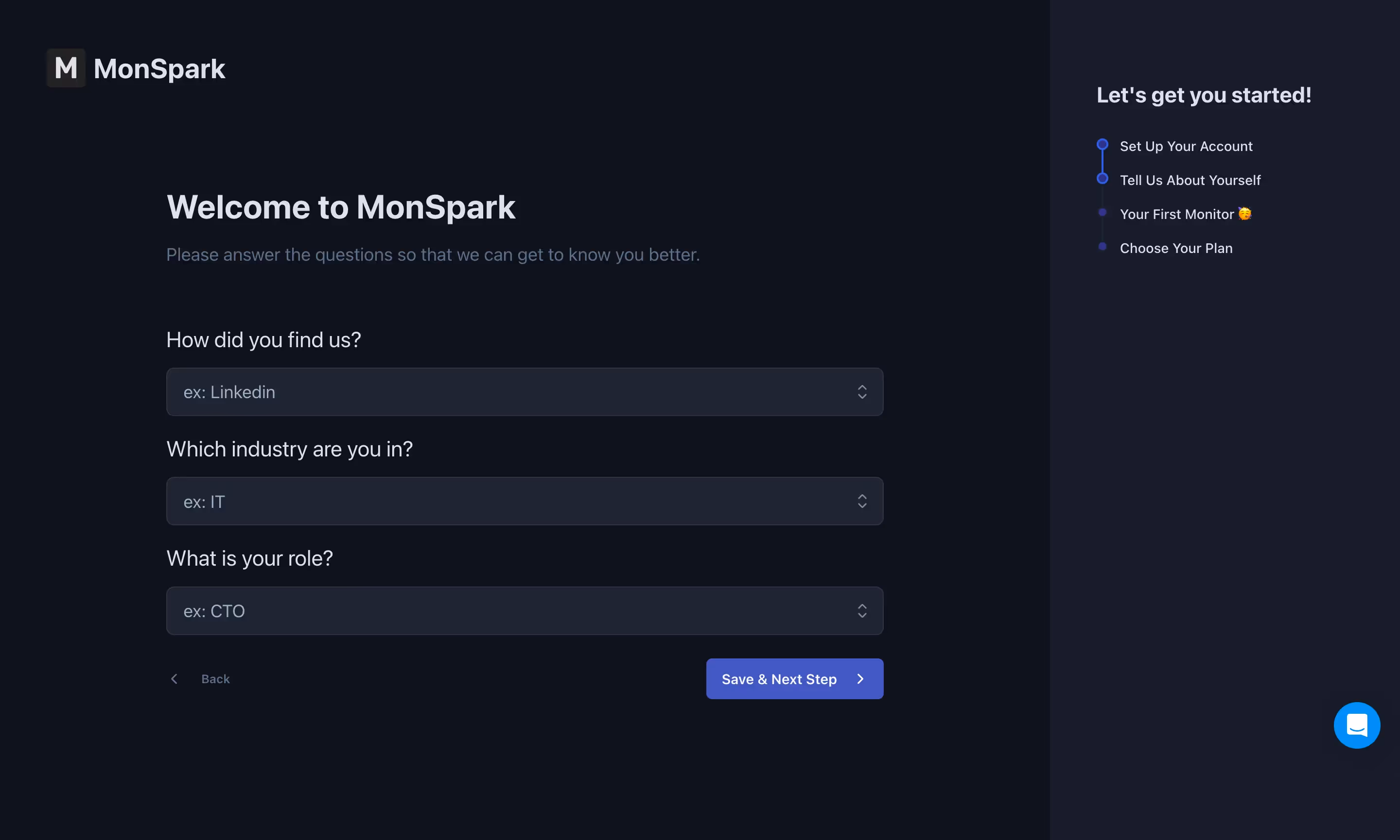 MonSpark Account Setup