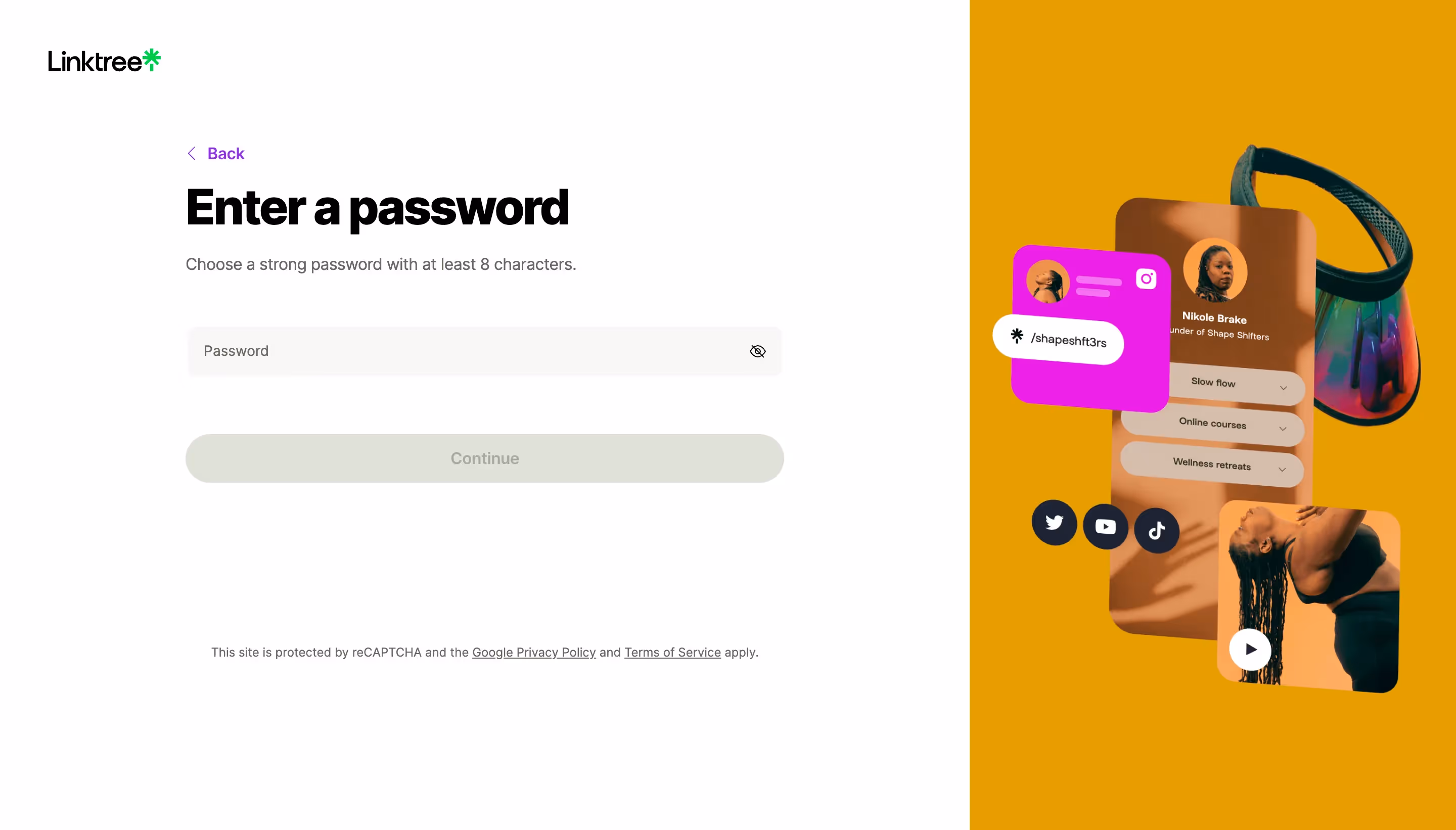 Linktree Set Password