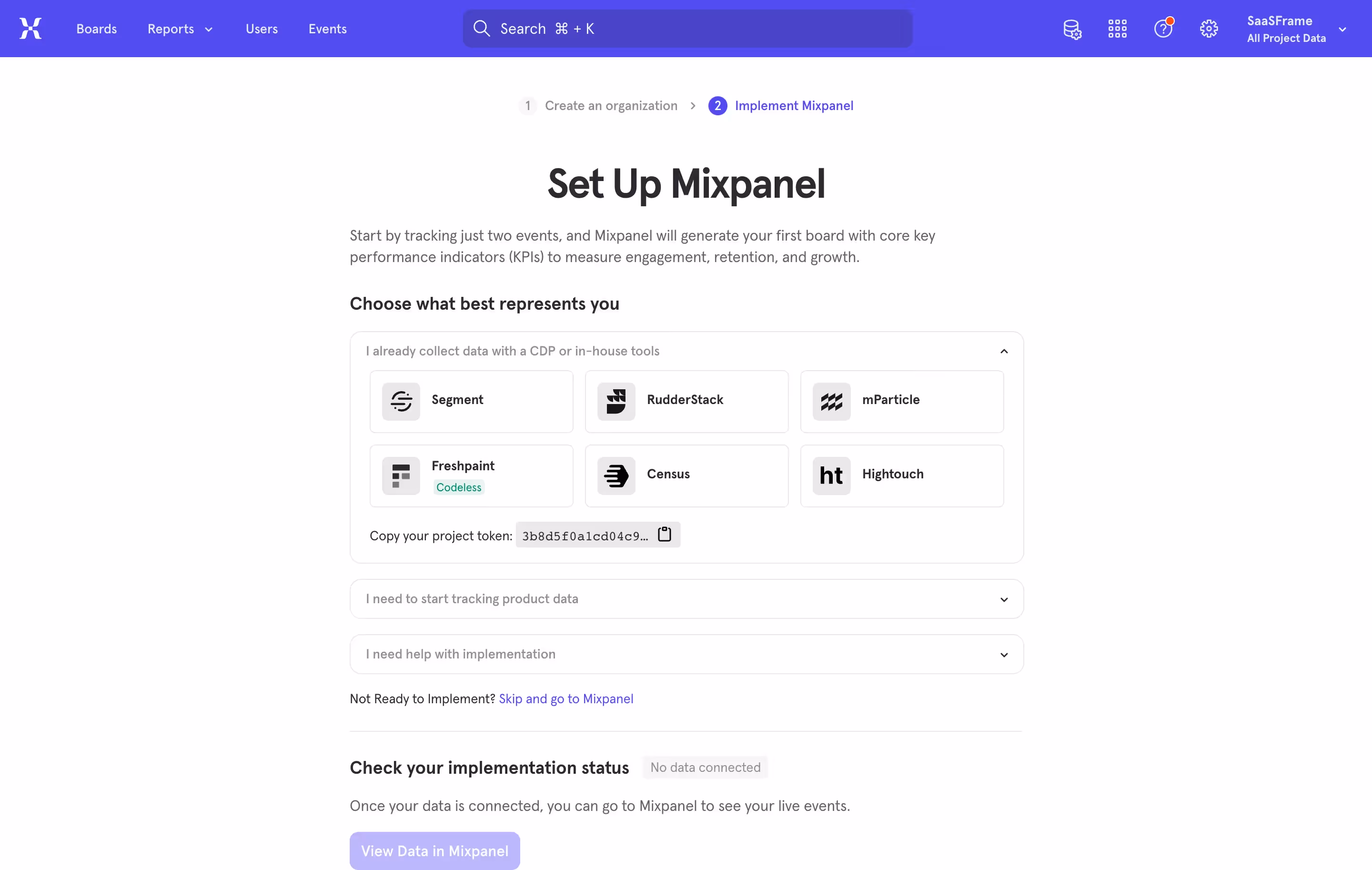 Mixpanel Account Setup