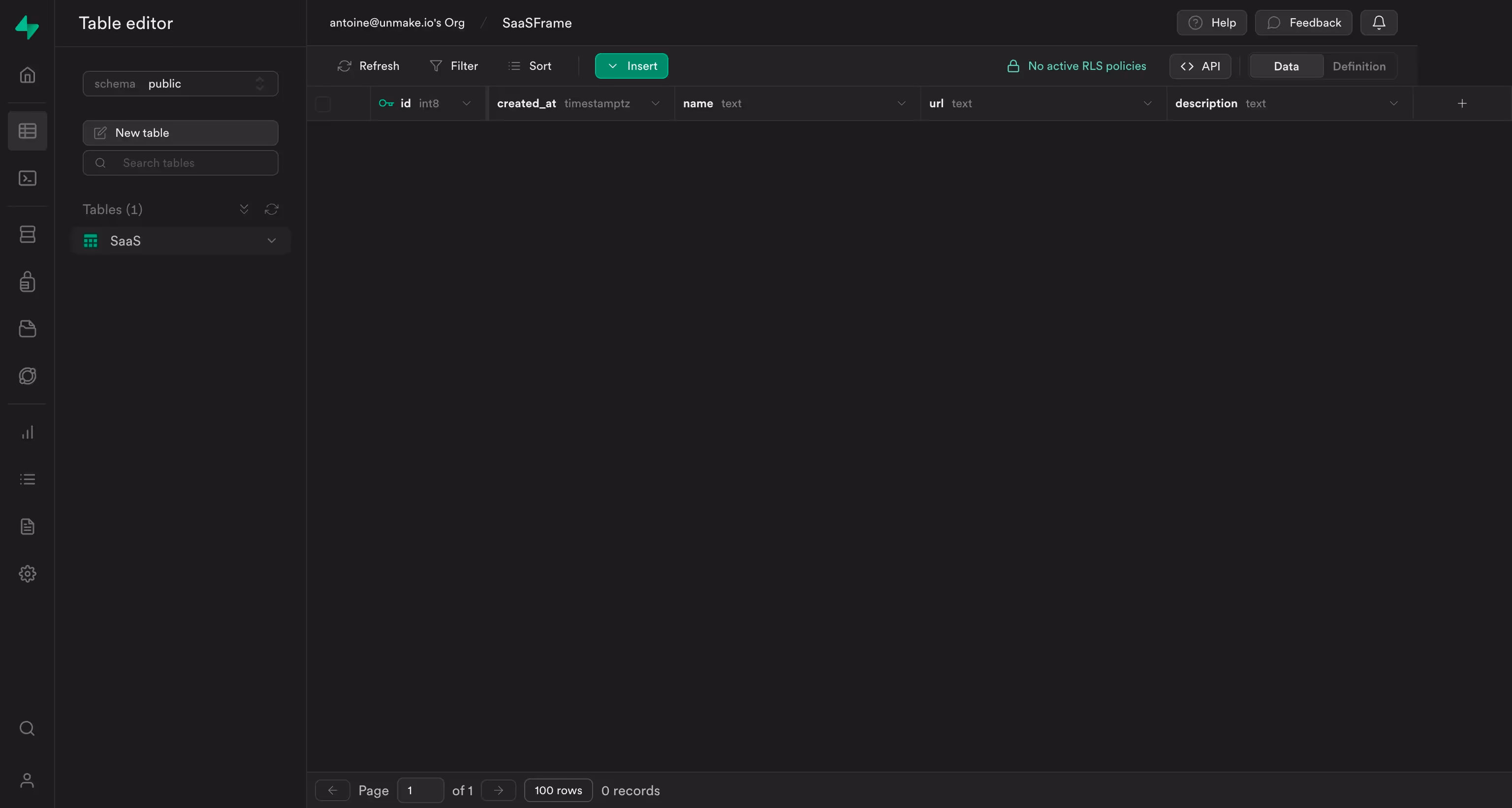 Supabase Empty Table