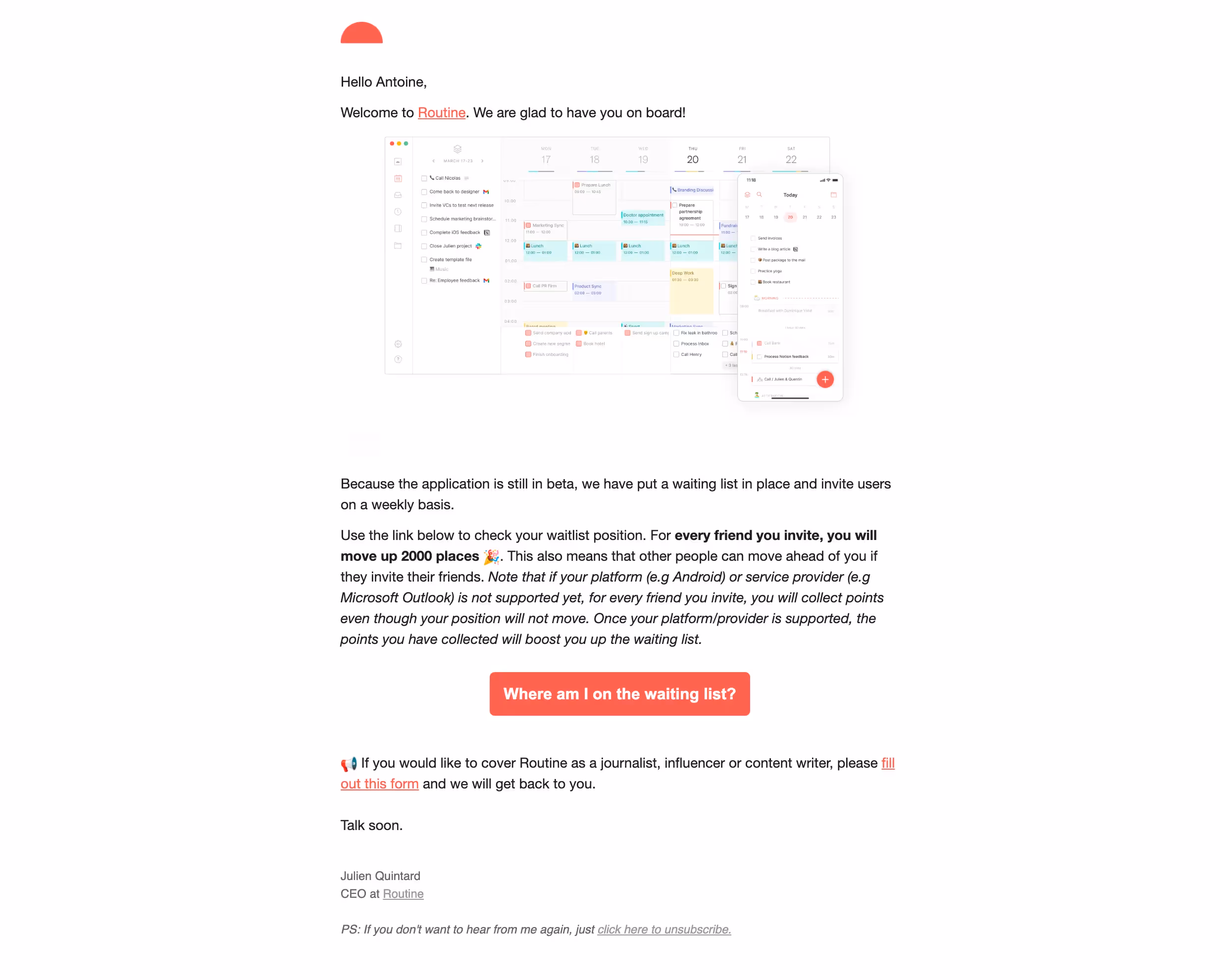 Routine Early Access Emails