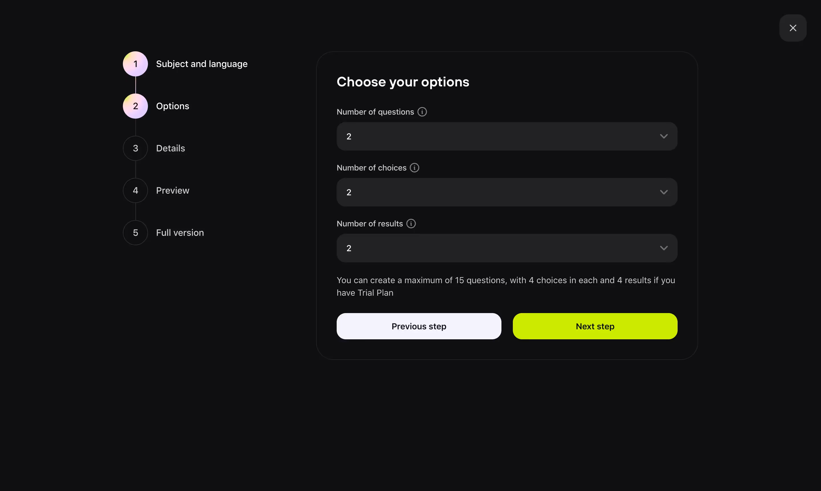 Meiro Set Challenge Options