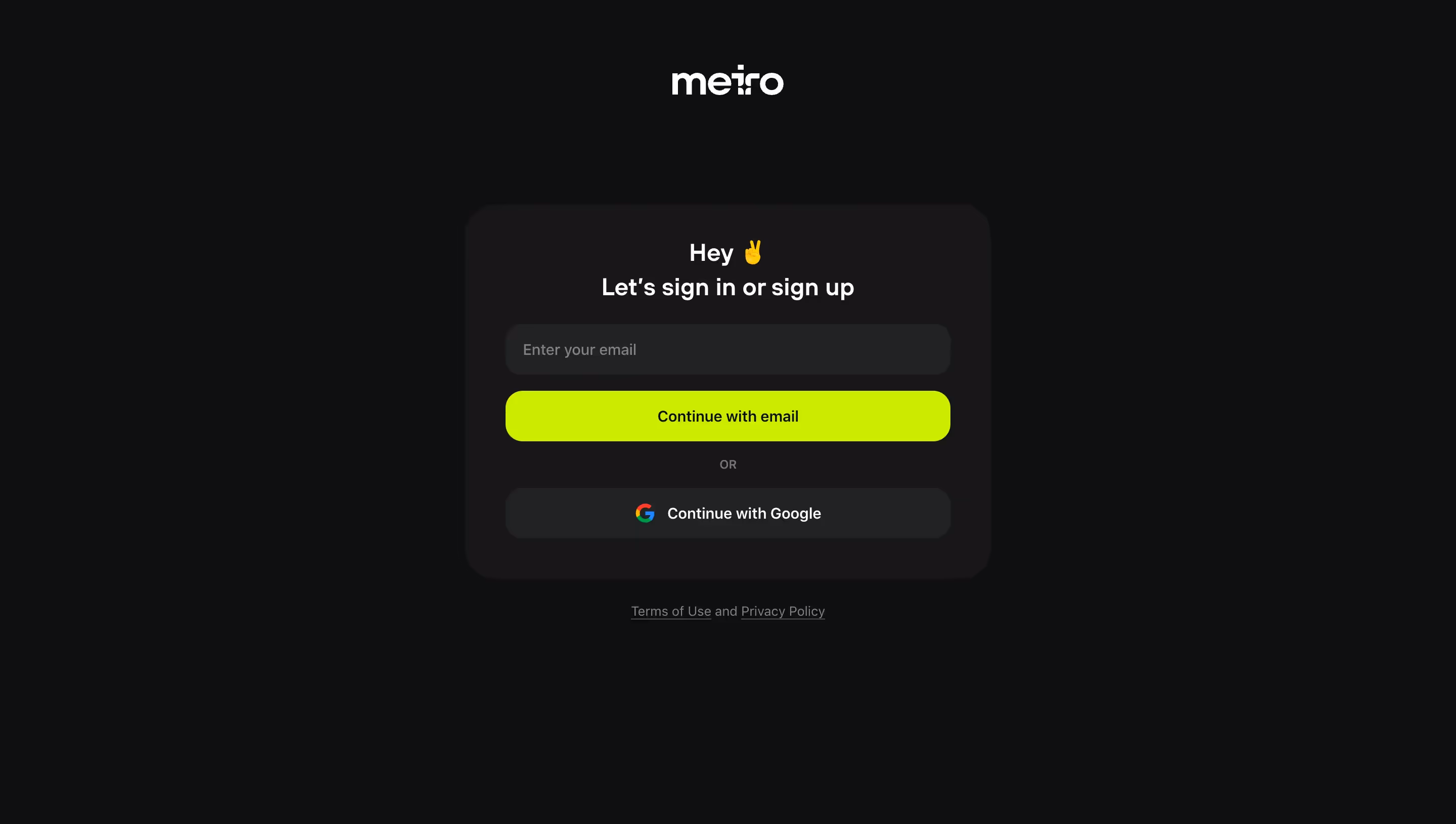 Meiro Signup