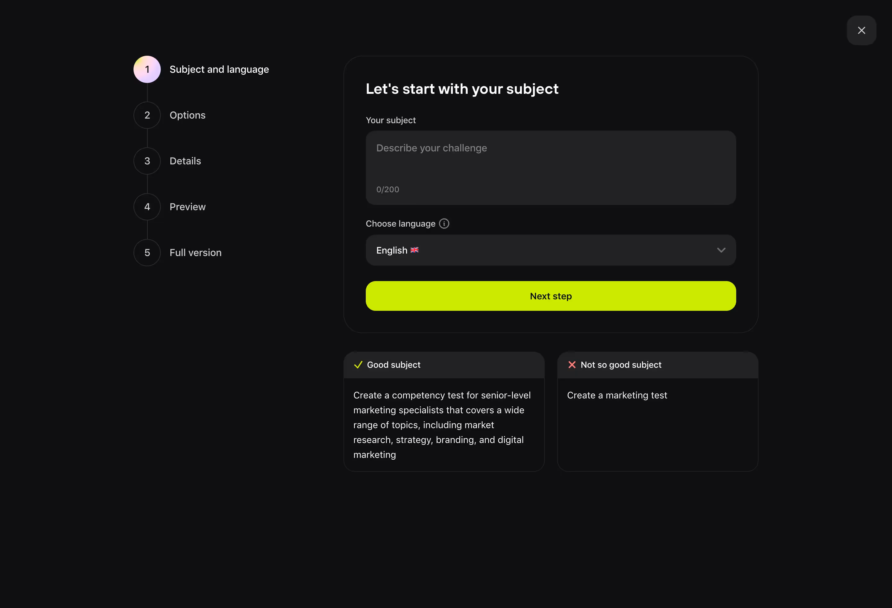 Meiro Set Challenge Subject