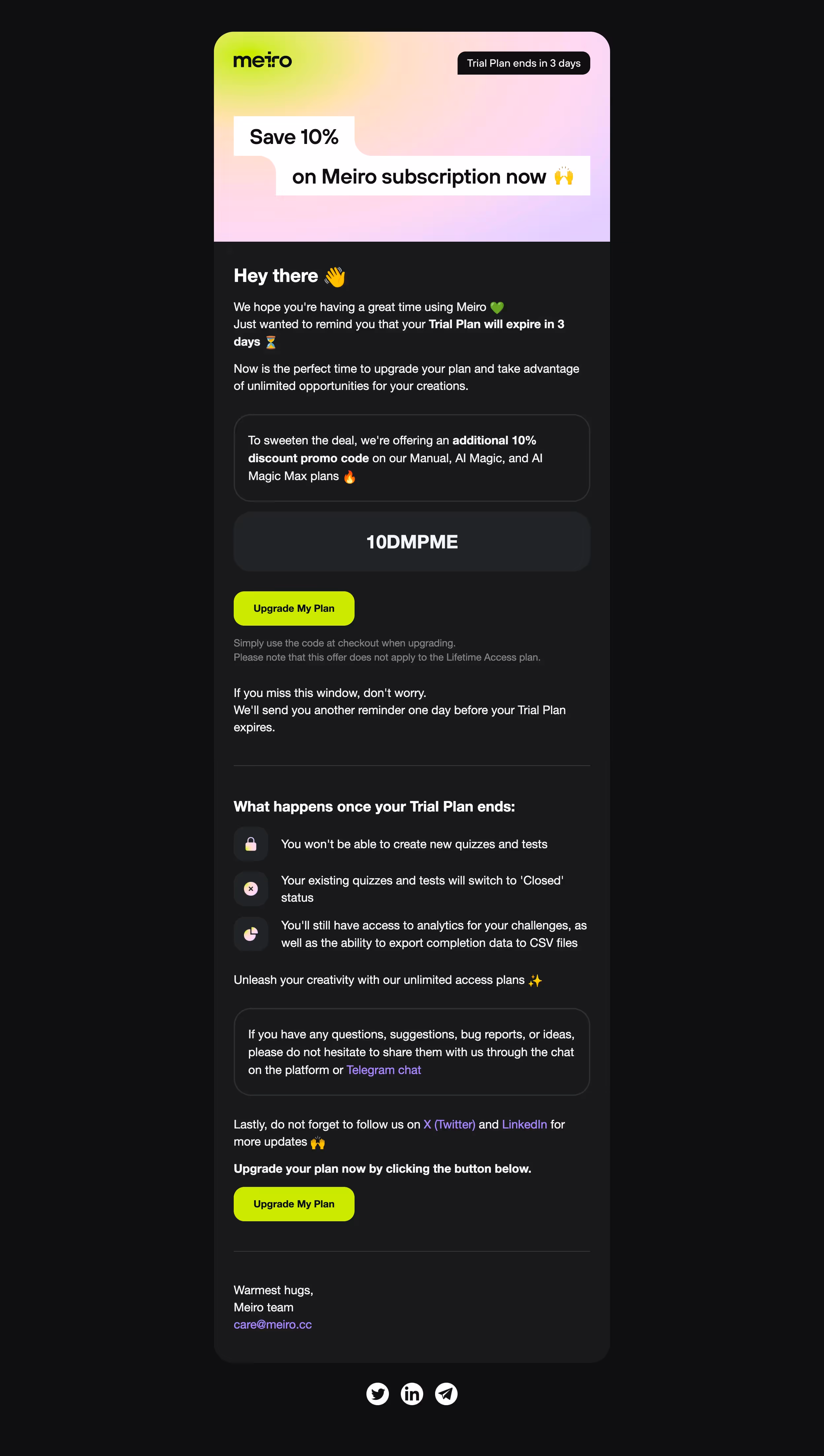 Meiro Free Trial Email