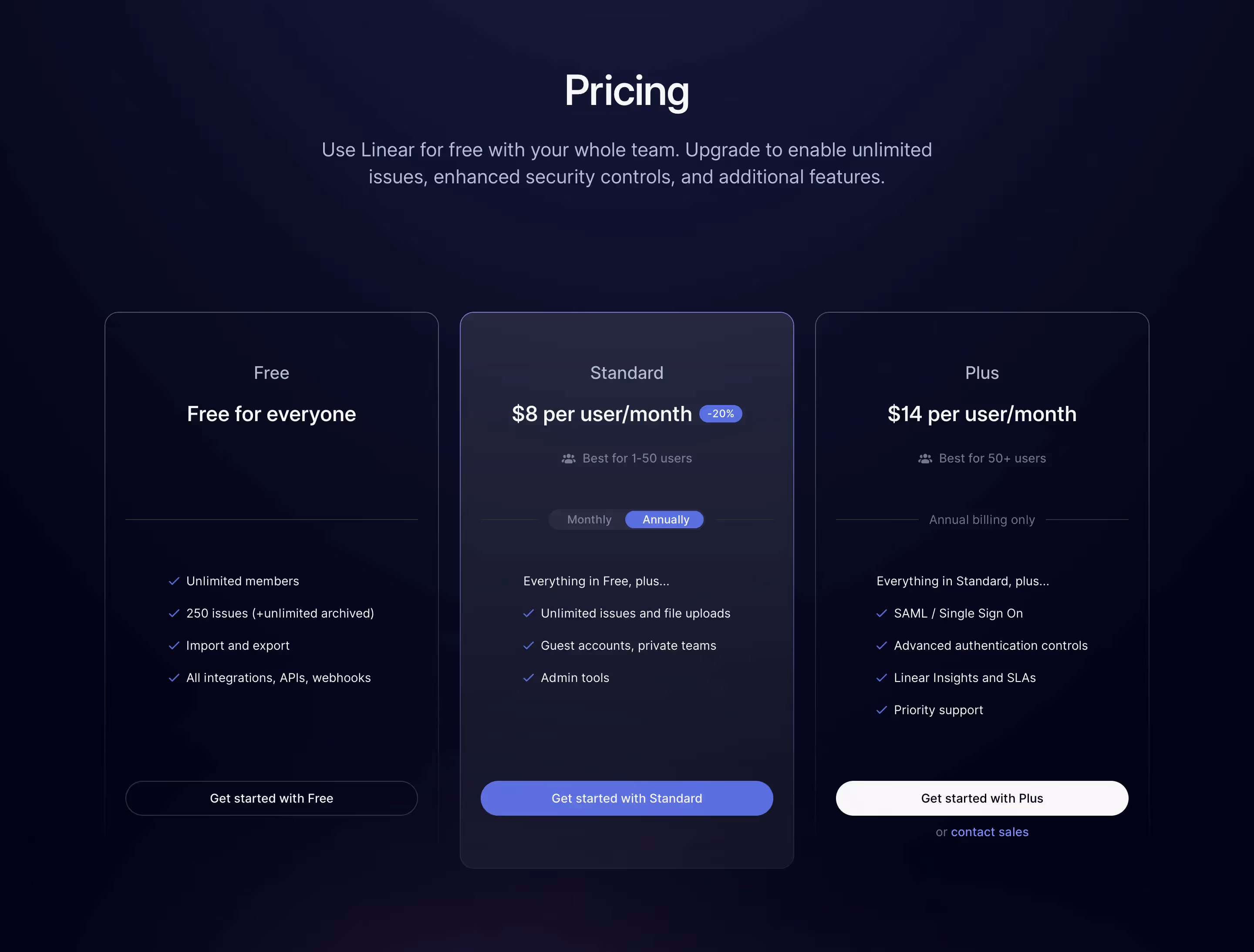 Linear Pricing Section