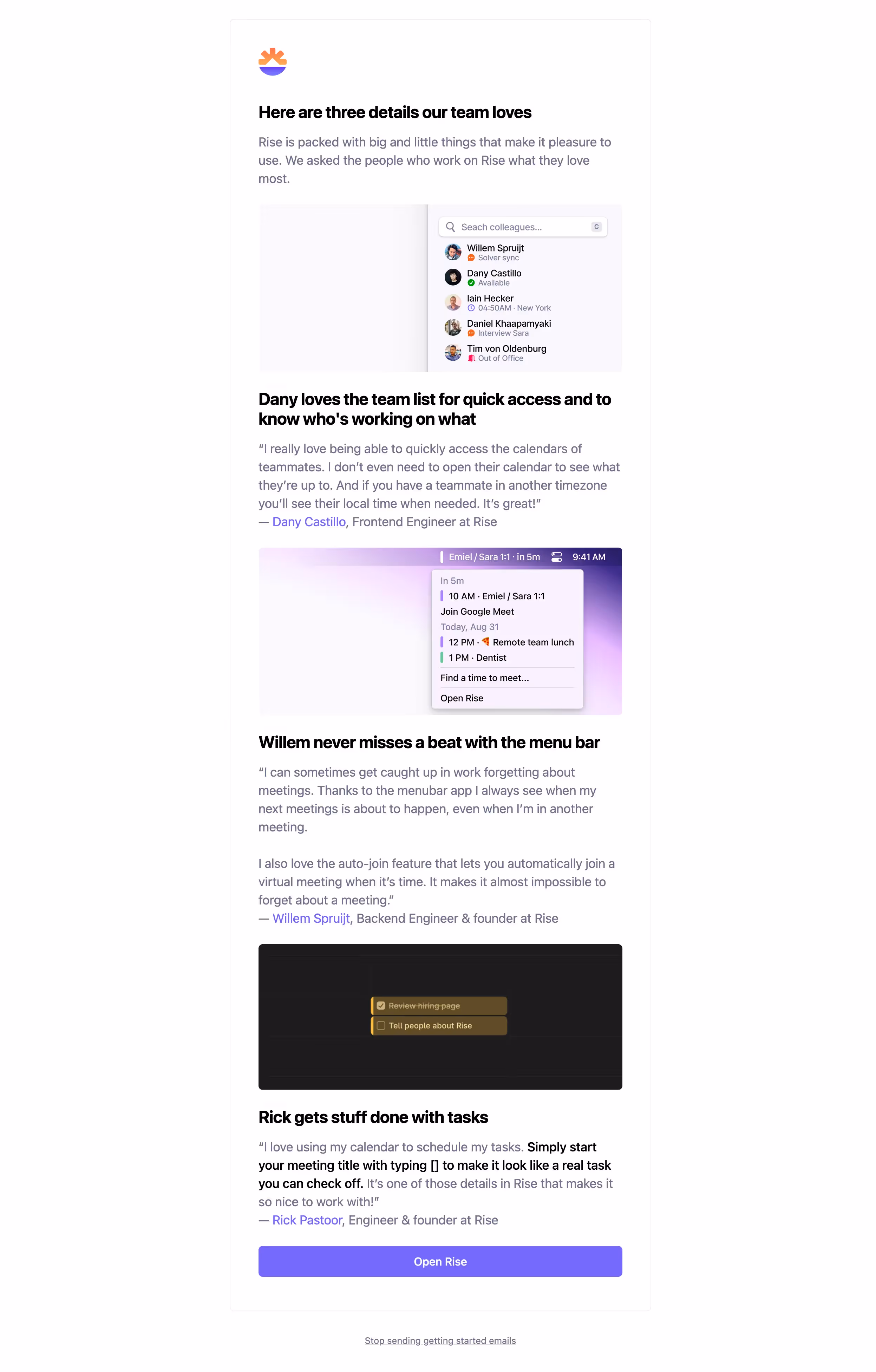 Rise Onboarding Email