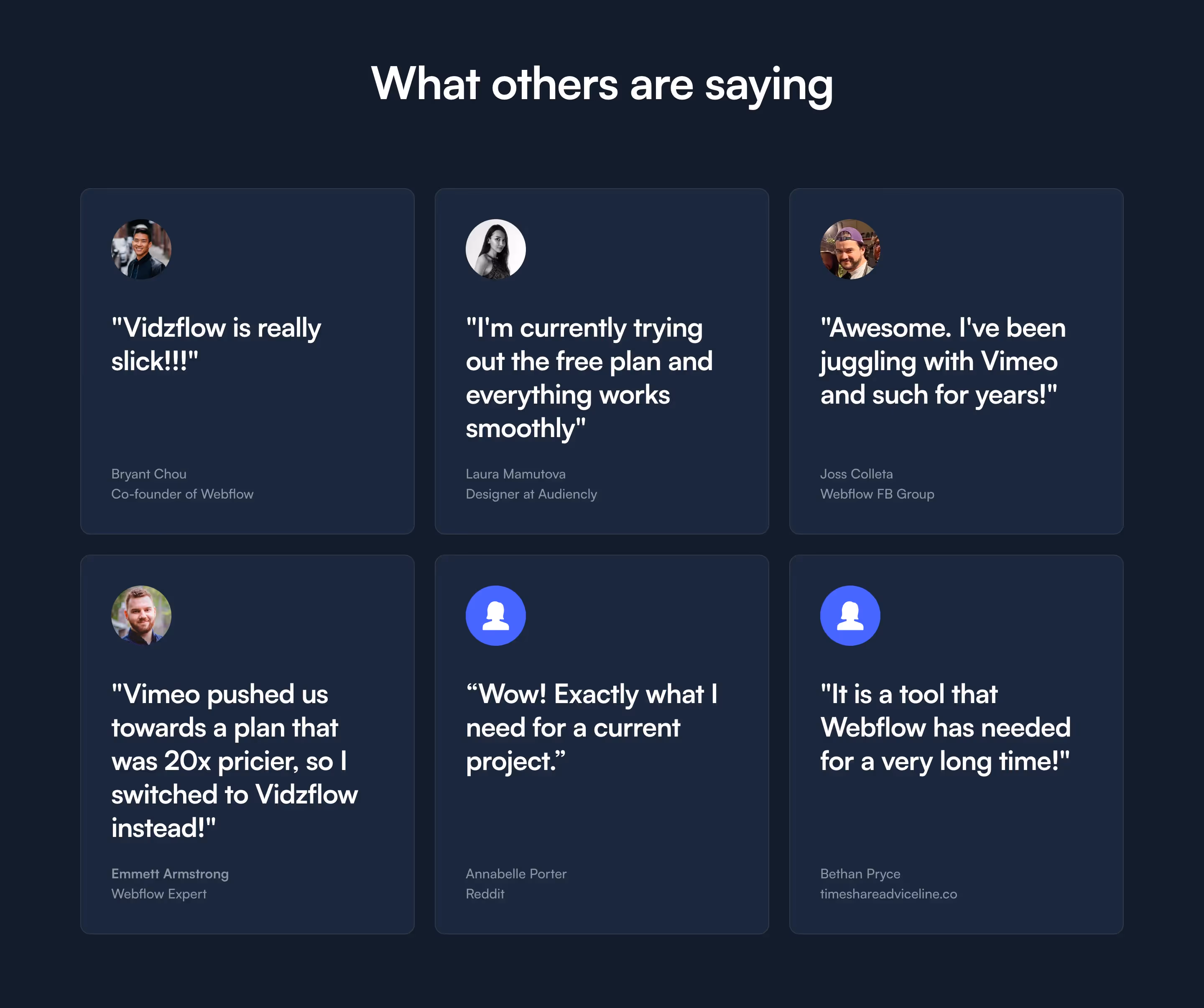 Vidzflow Testimonial Section