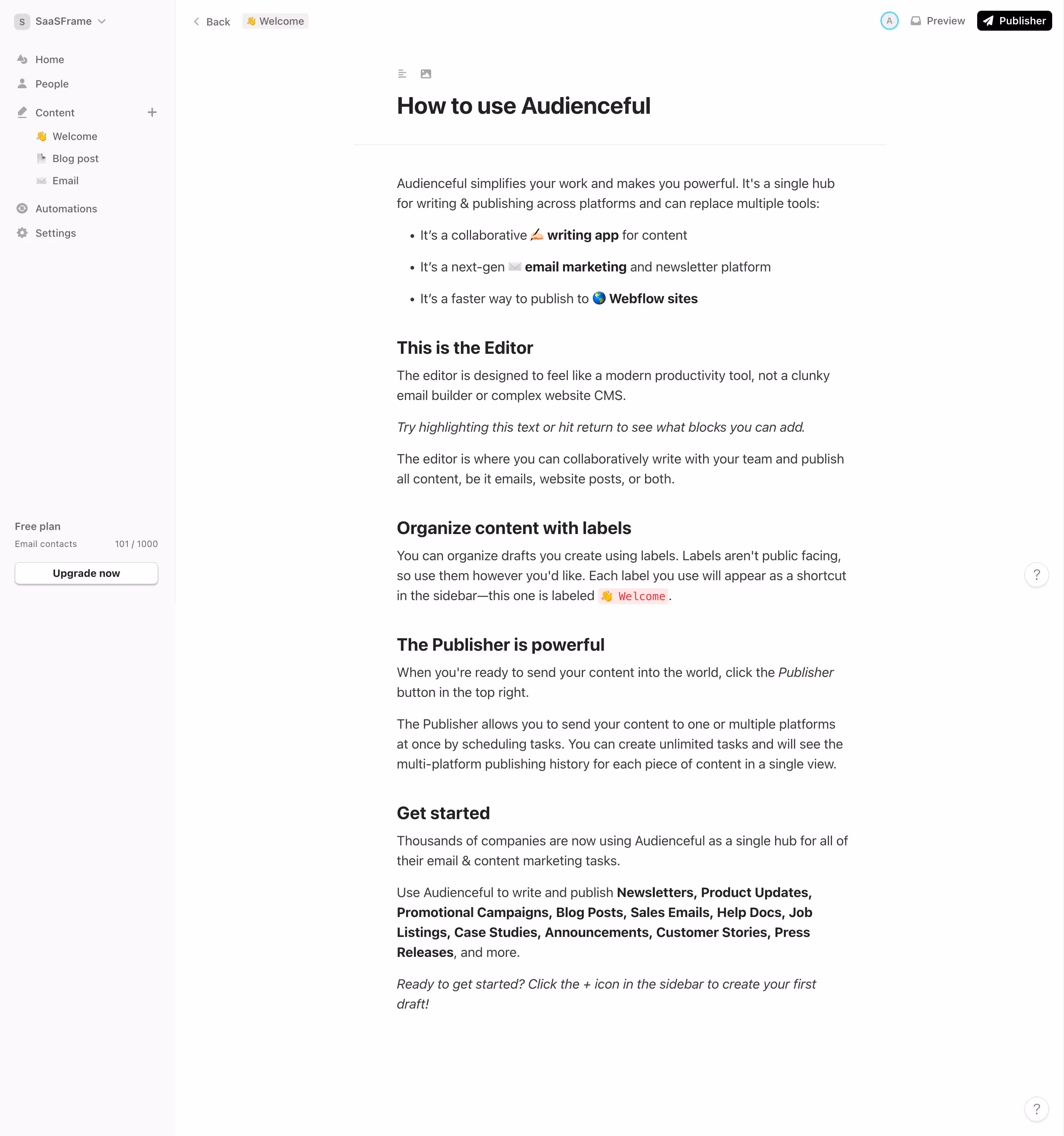 Audienceful Text Editor
