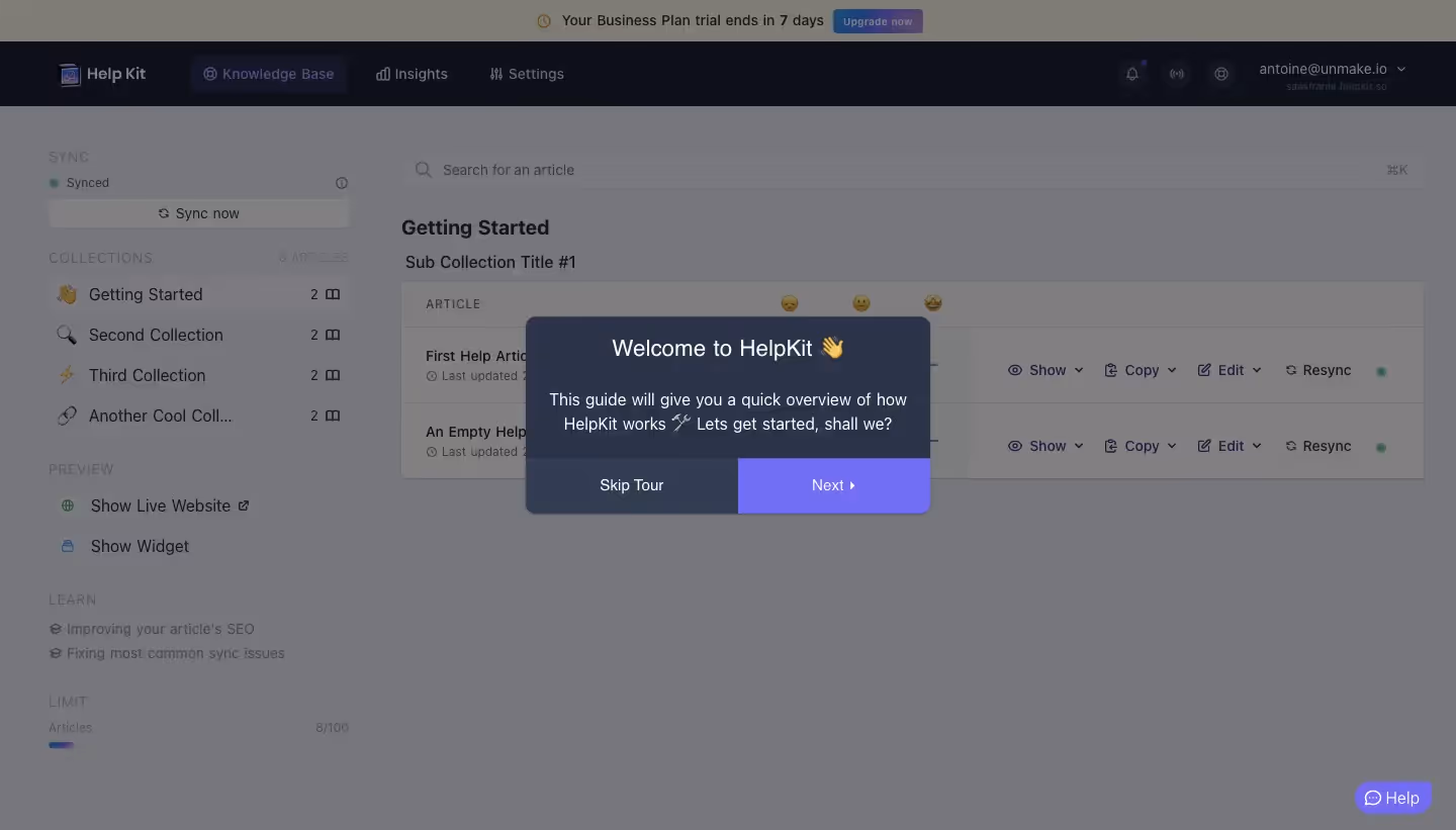 HelpKit skippable product tour