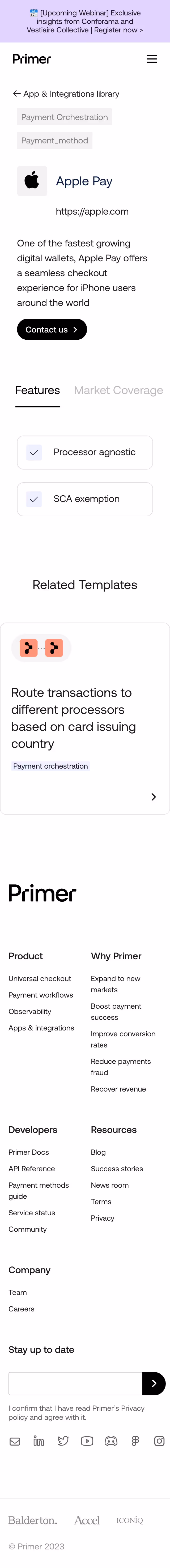 Primer Integrations Page