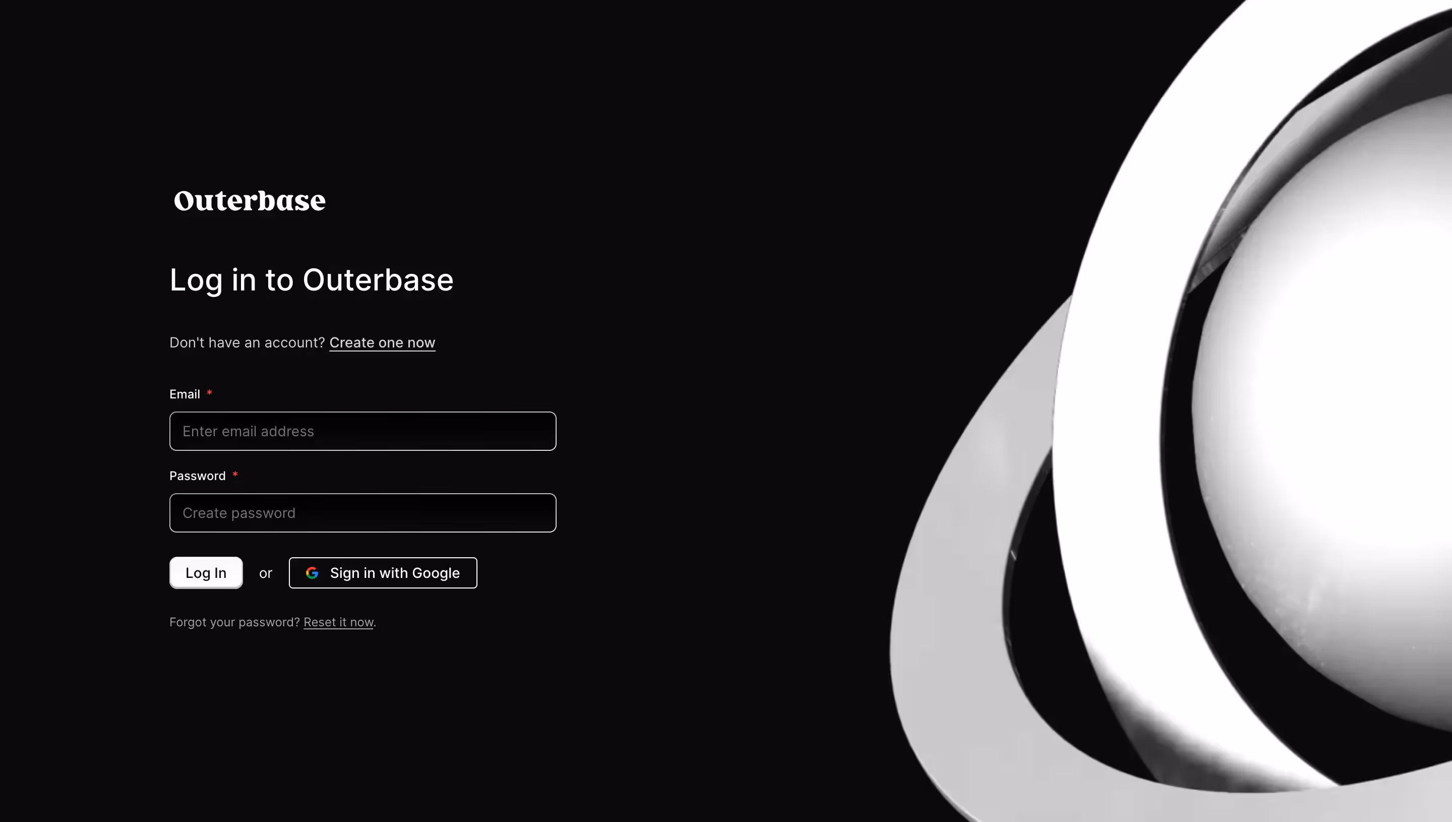 Outerbase Login Page