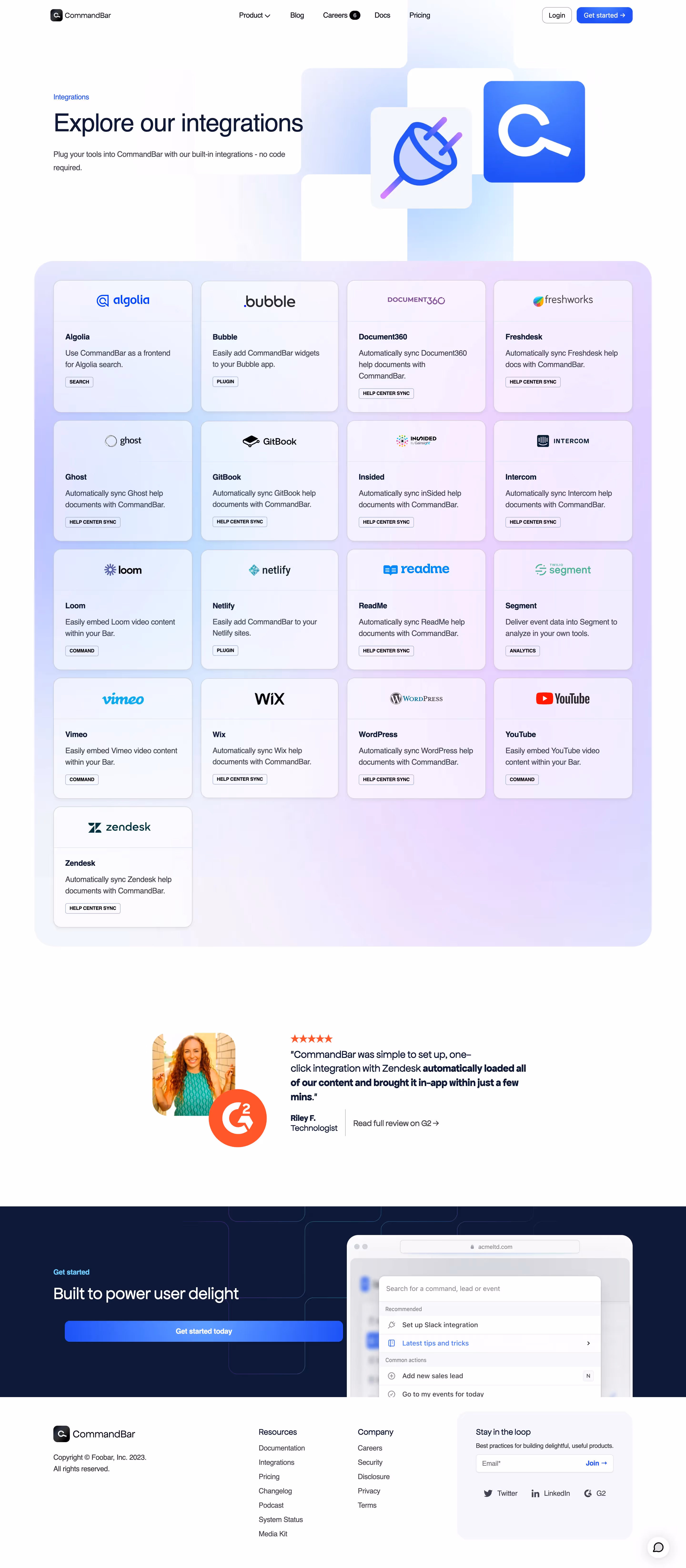 CommandBar Integrations Library