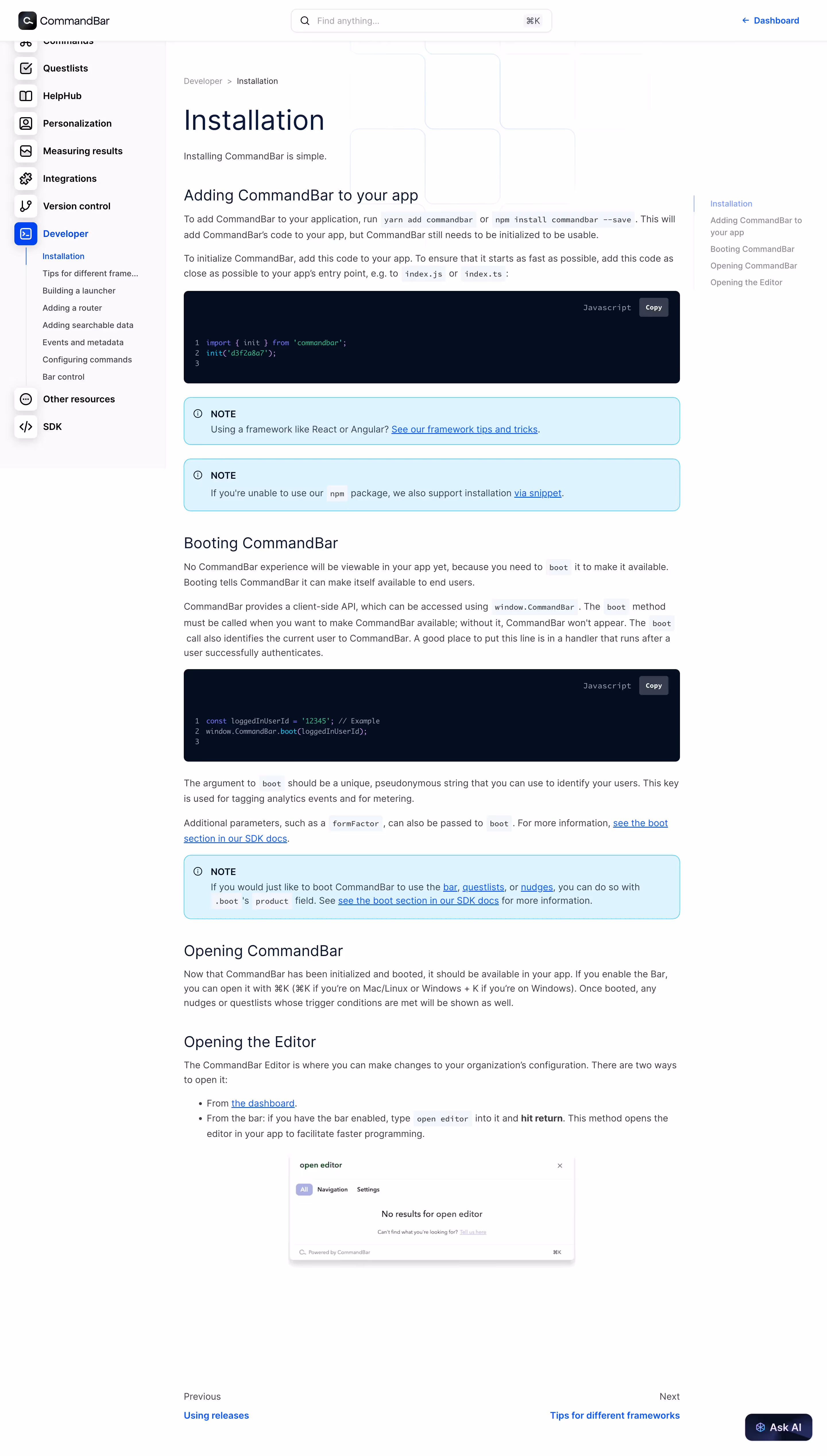 CommandBar Documentation
