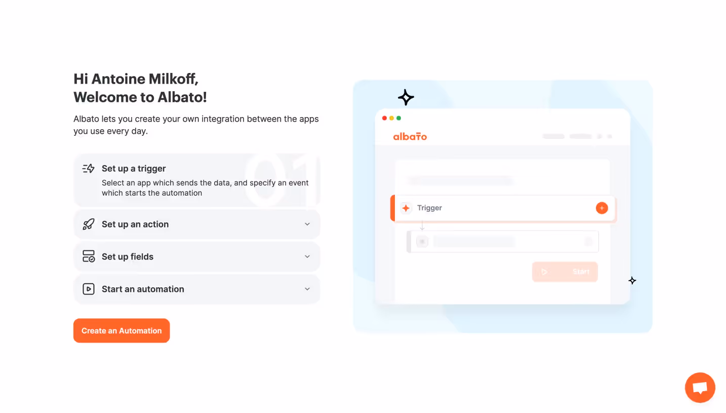 Albato Welcome Screen