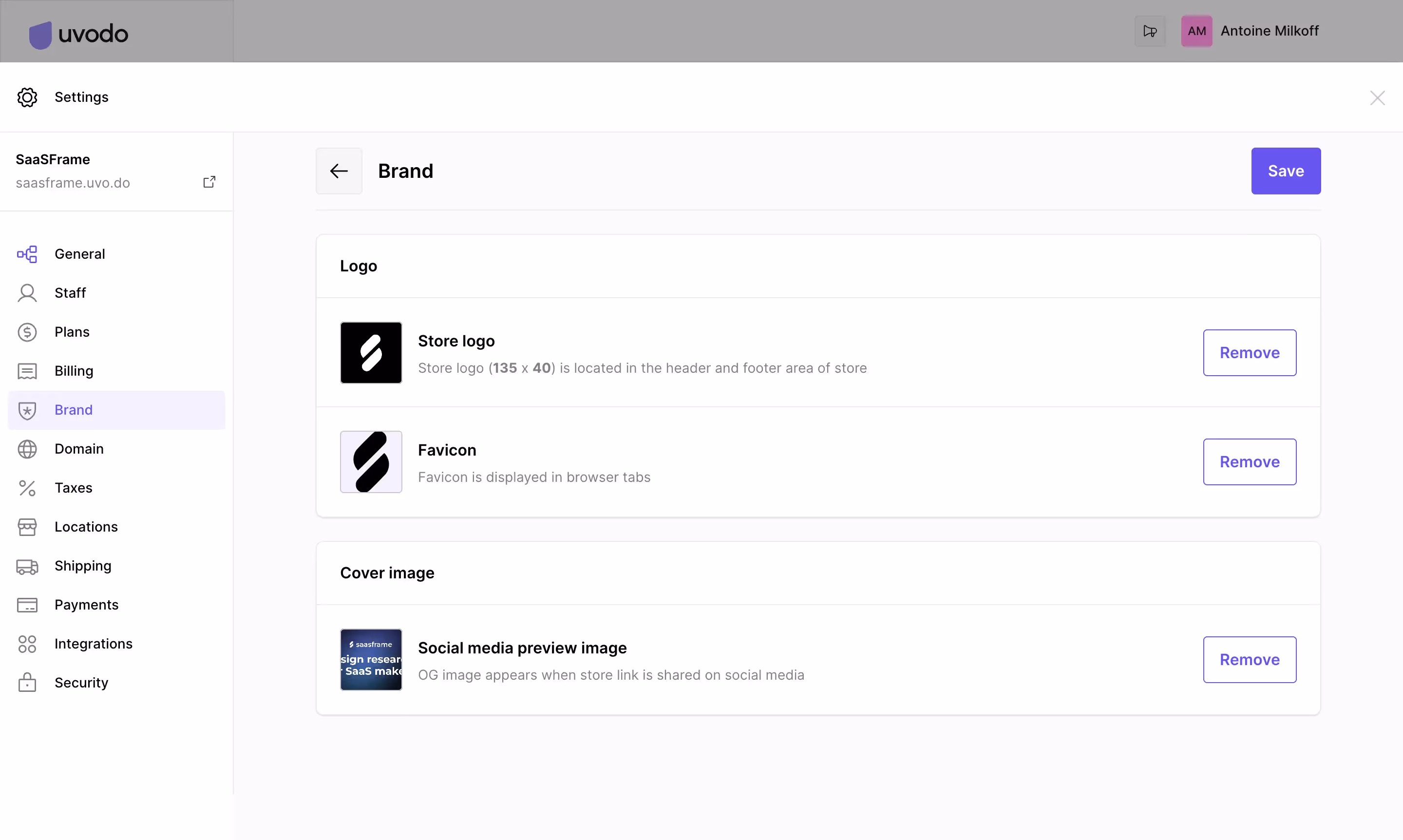 Uvodo Brand Settings